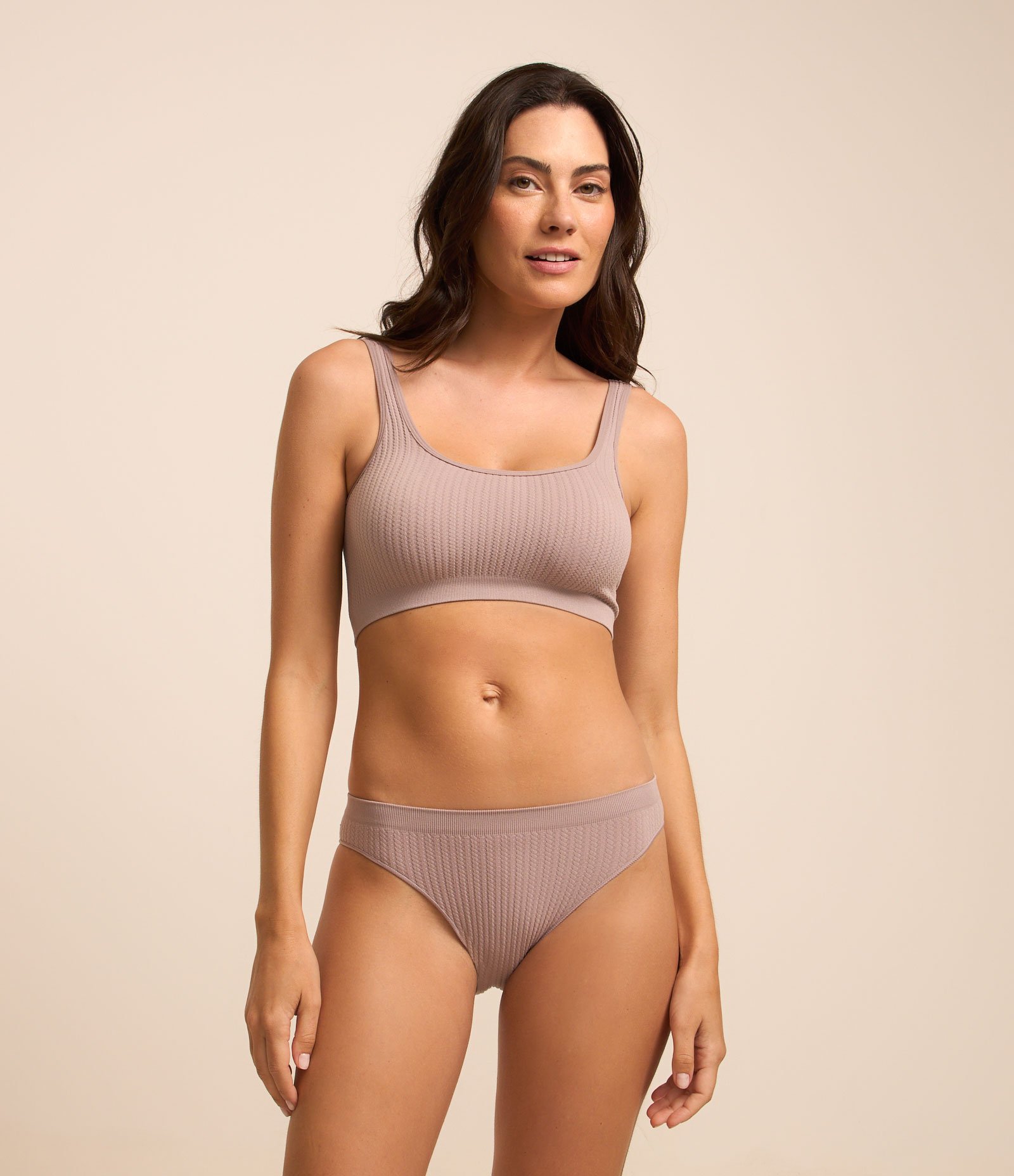 Sutiã Top Sem Bojo e Sem Aro em Poliamida com Textura Canelada Lilás 2