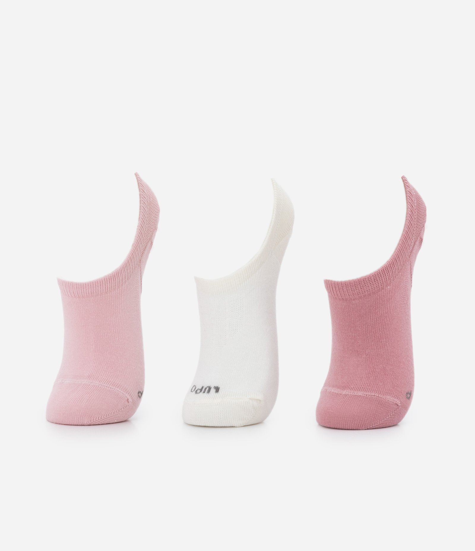 Kit 03 Meias Sapatilhas sem Costura Lupo Rosa/Branco 1