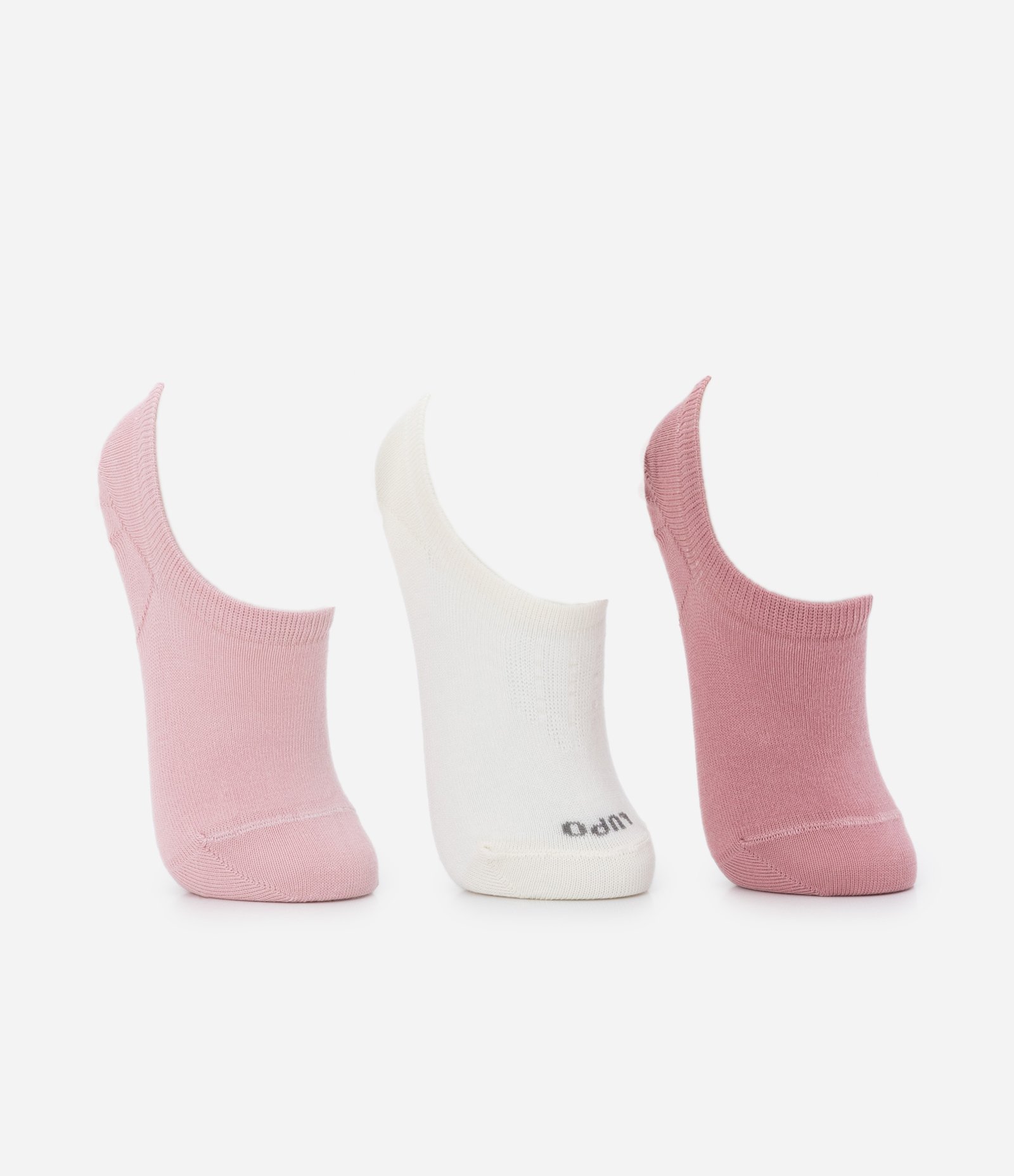 Kit 03 Meias Sapatilhas sem Costura Lupo Rosa/Branco 2
