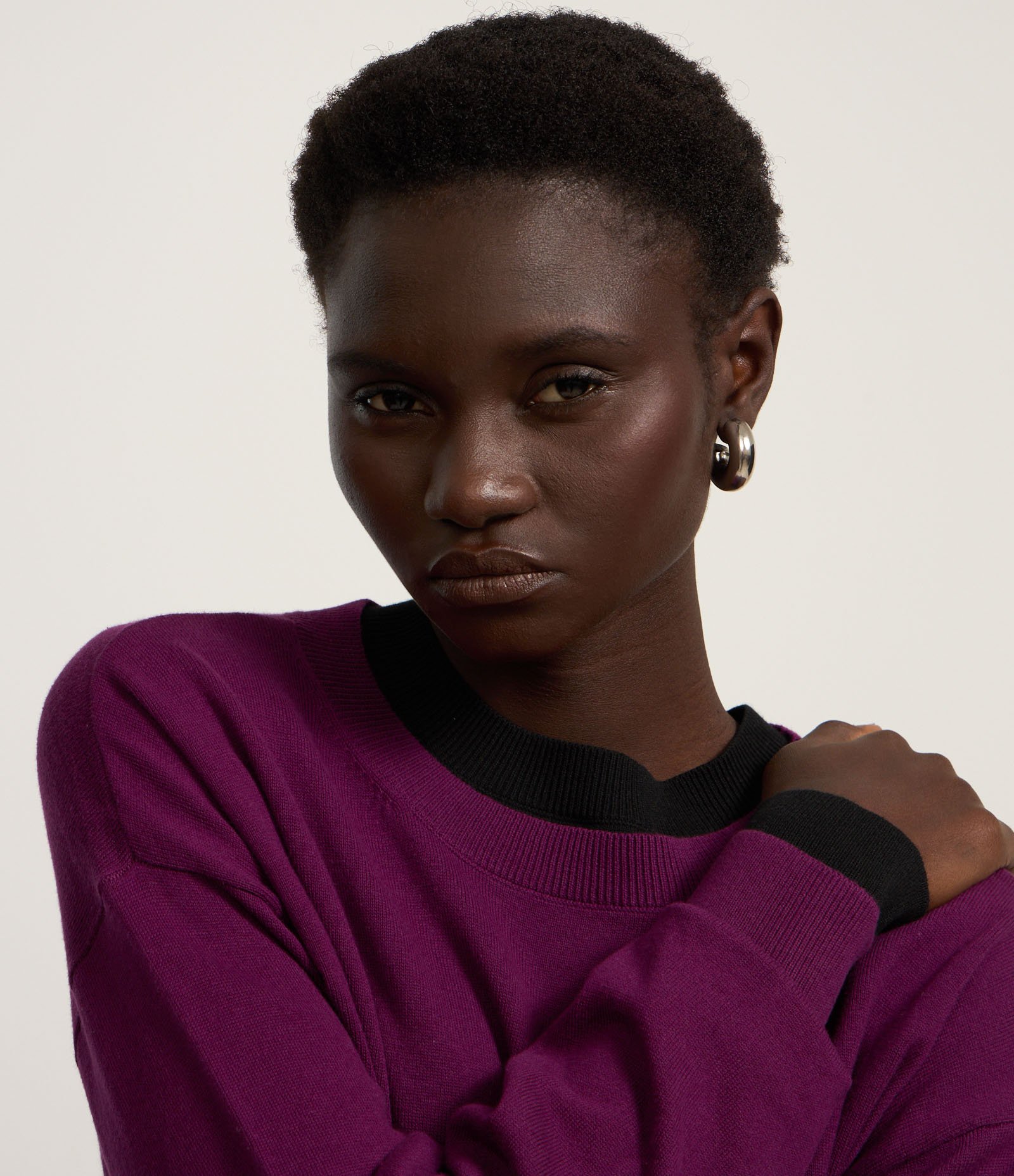 Suéter Boxy em Tricô com Gola Redonda Roxo 3