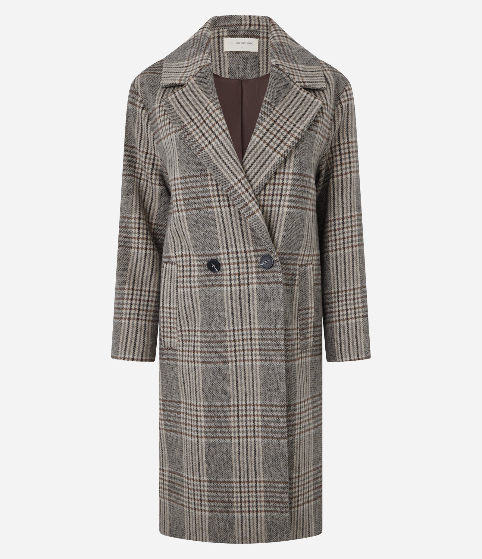 Casaco Trench Coat em Polivelour Xadrez Marrom 10