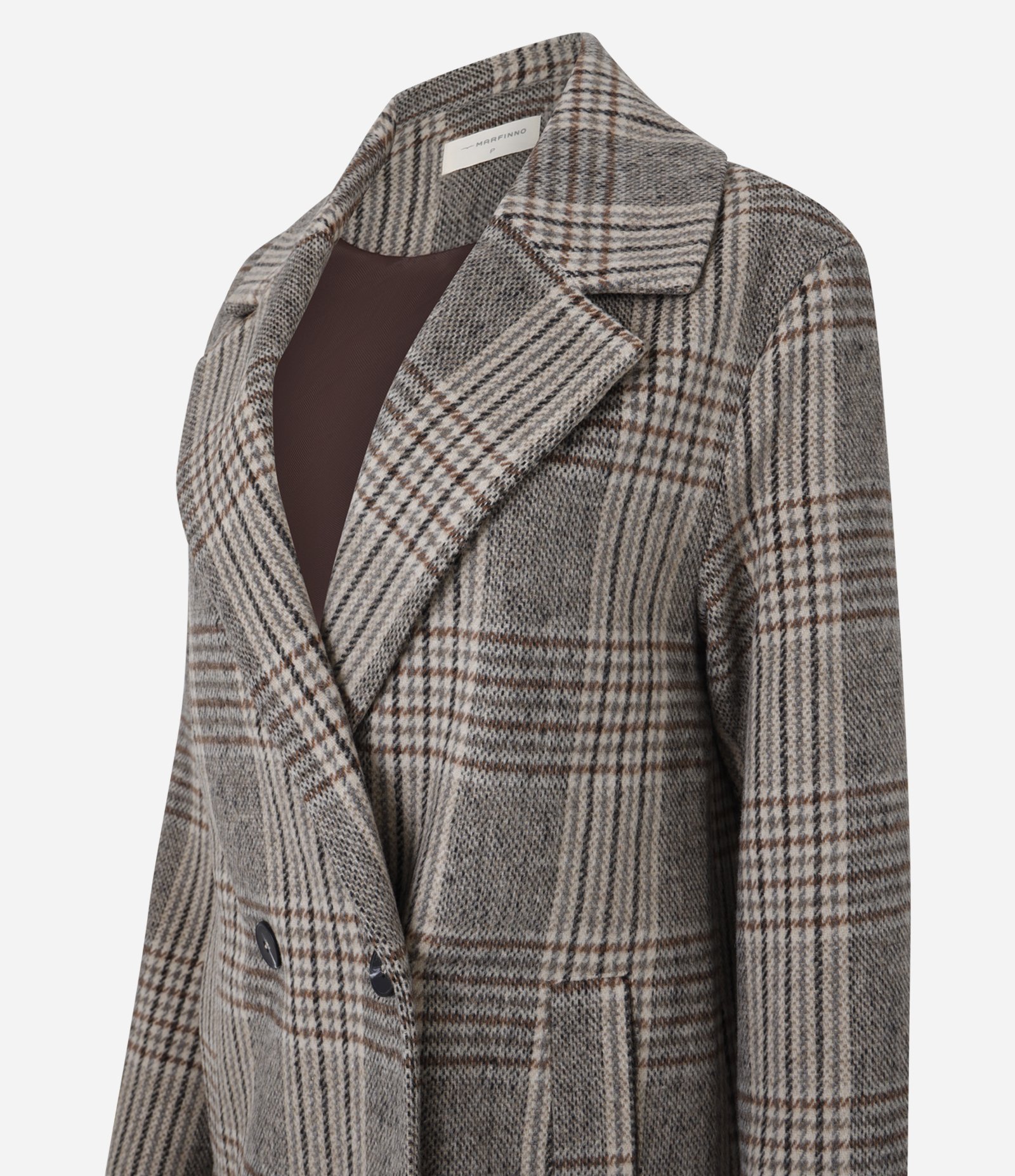 Casaco Trench Coat em Polivelour Xadrez Marrom 11