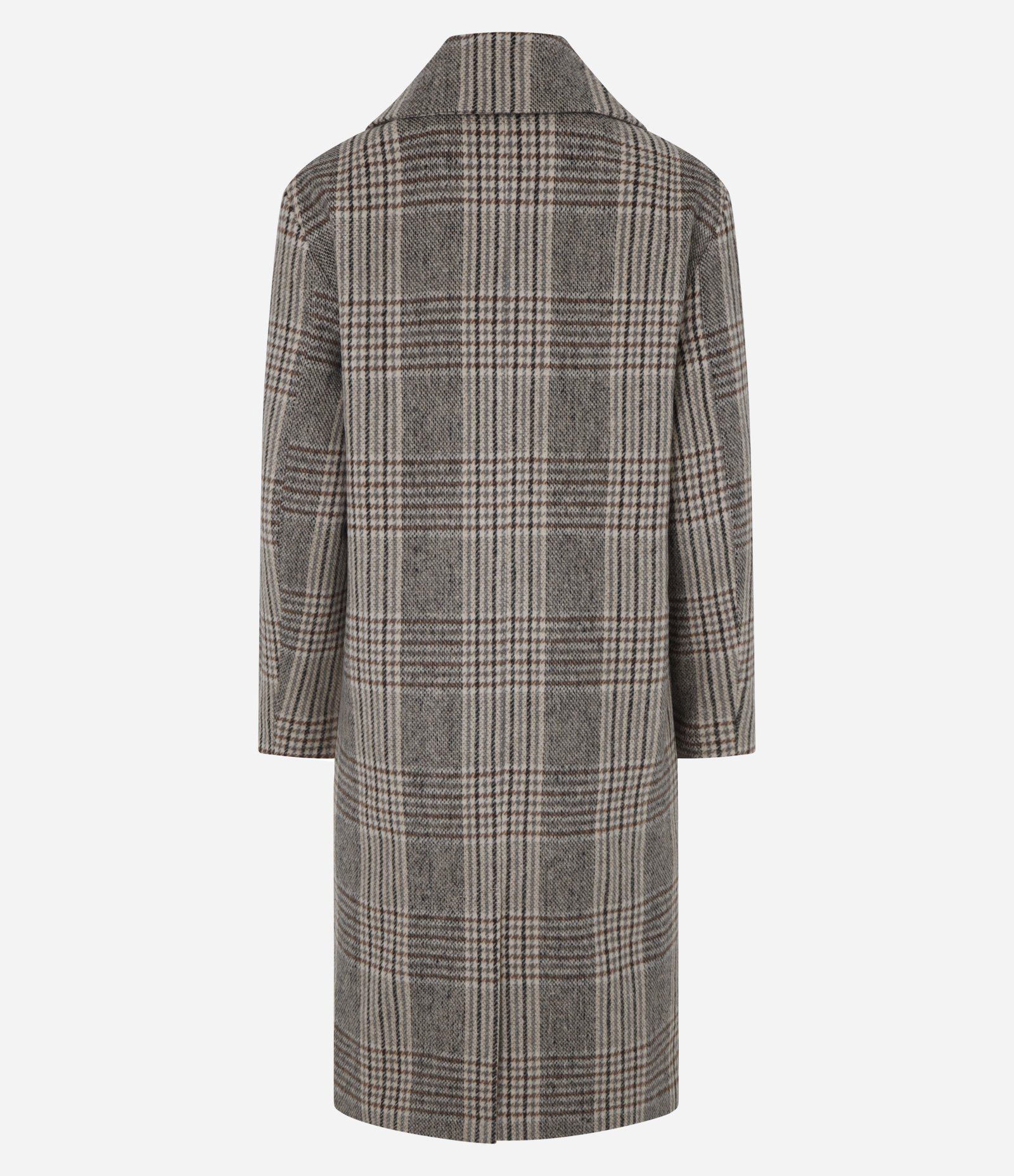 Casaco Trench Coat em Polivelour Xadrez Marrom 12