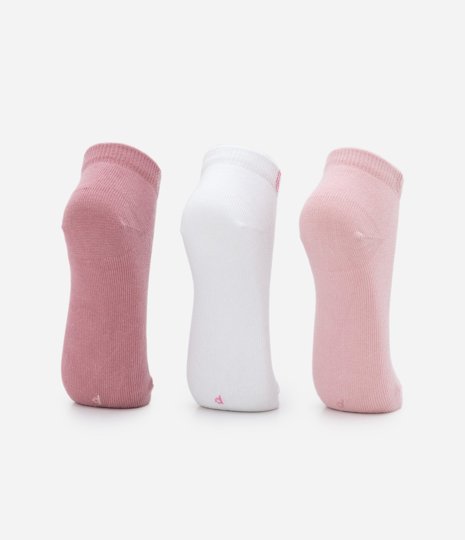 Kit 03 Meias de Cano Curto sem Costura Lupo Rosa/Branco 3