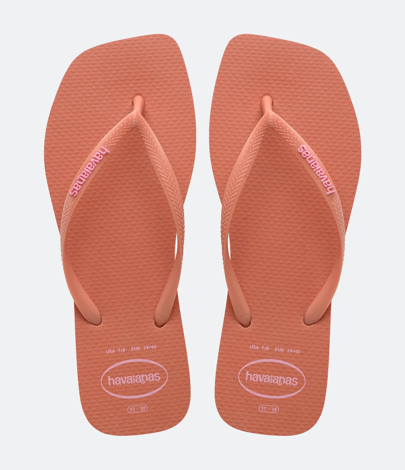 Chinelo Havaianas Slim Square com Bico Quadrado Rosa Coral 1