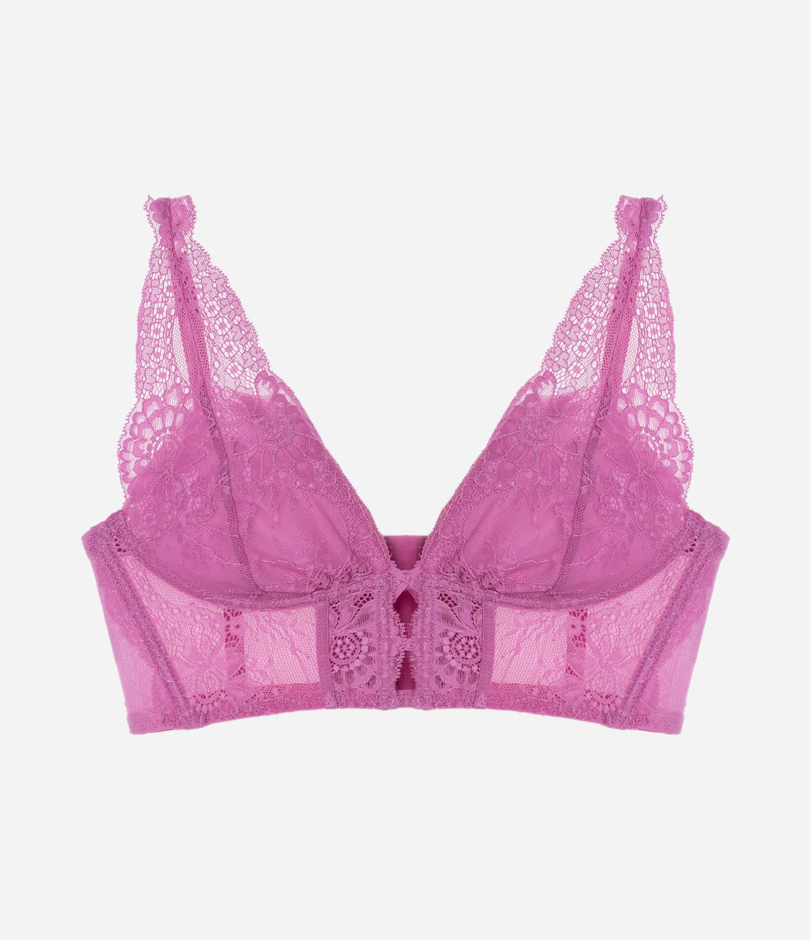 Sutiã Alongado Sem Bojo em Renda Rosa 3