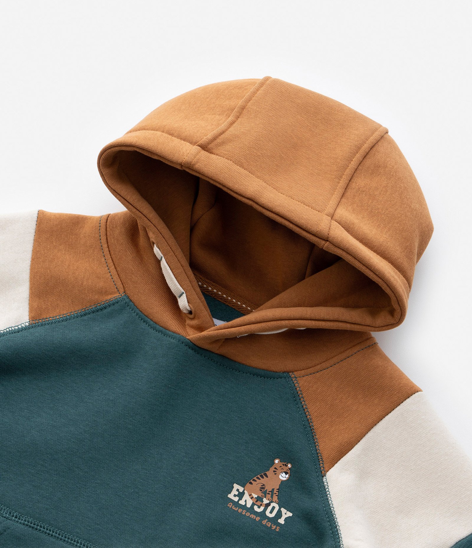 Blusão Infantil com Recortes e Estampa Tigre - Tam 1 a 5 Anos Verde/Marrom 5