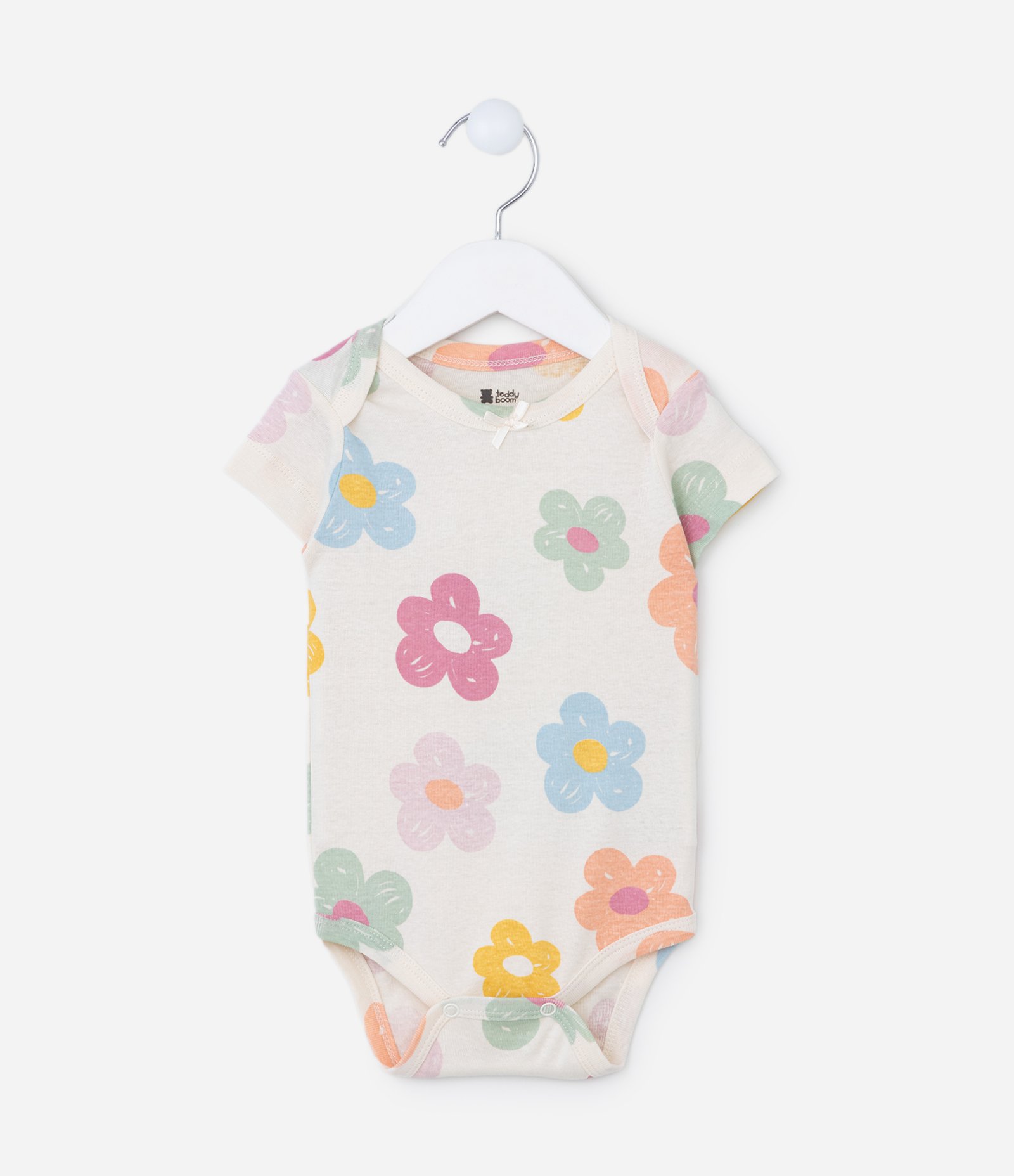 Body em Suedine com Estampa Floral - Tam 0 a 18 Meses Branco 1