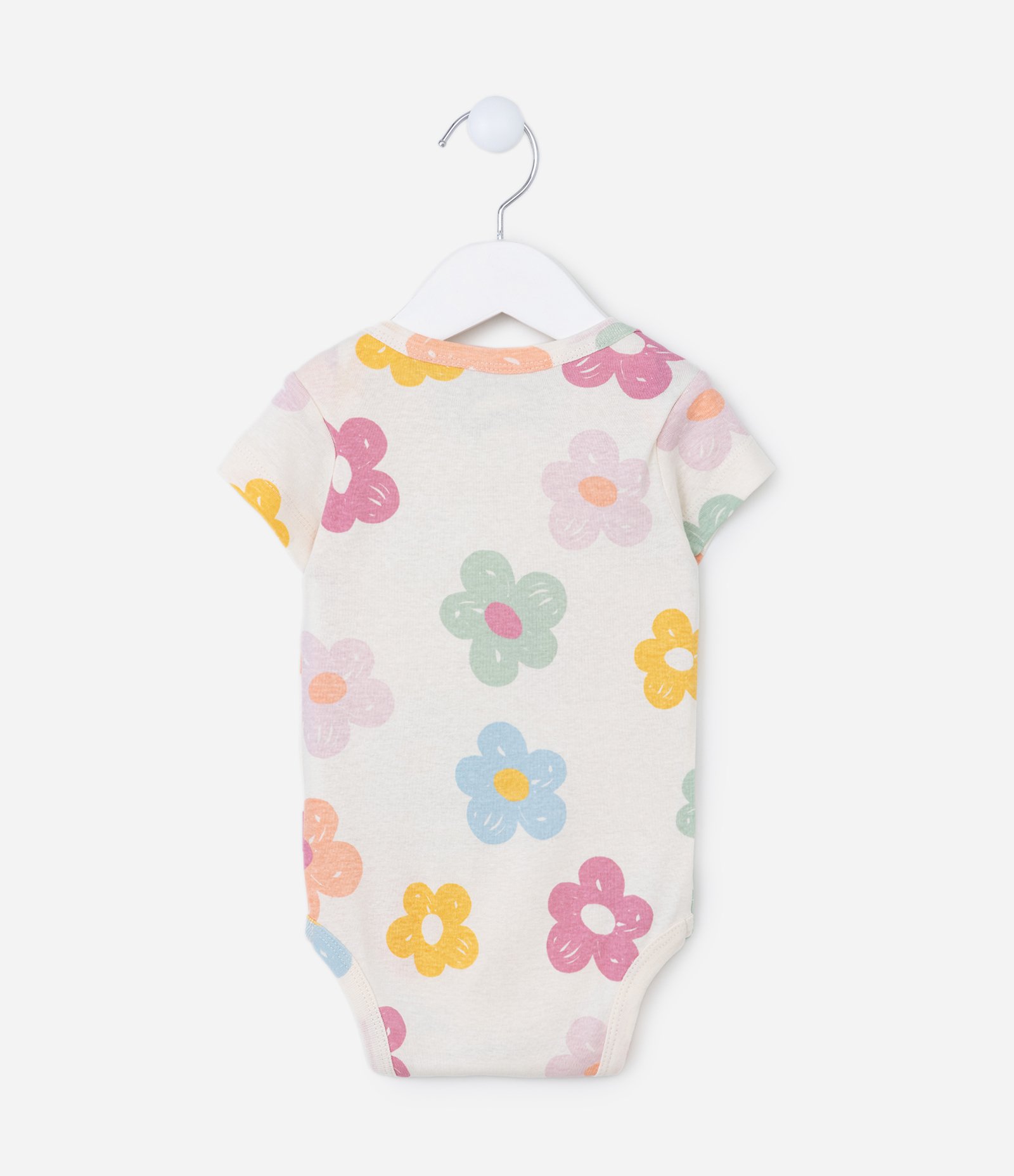 Body em Suedine com Estampa Floral - Tam 0 a 18 Meses Branco 2