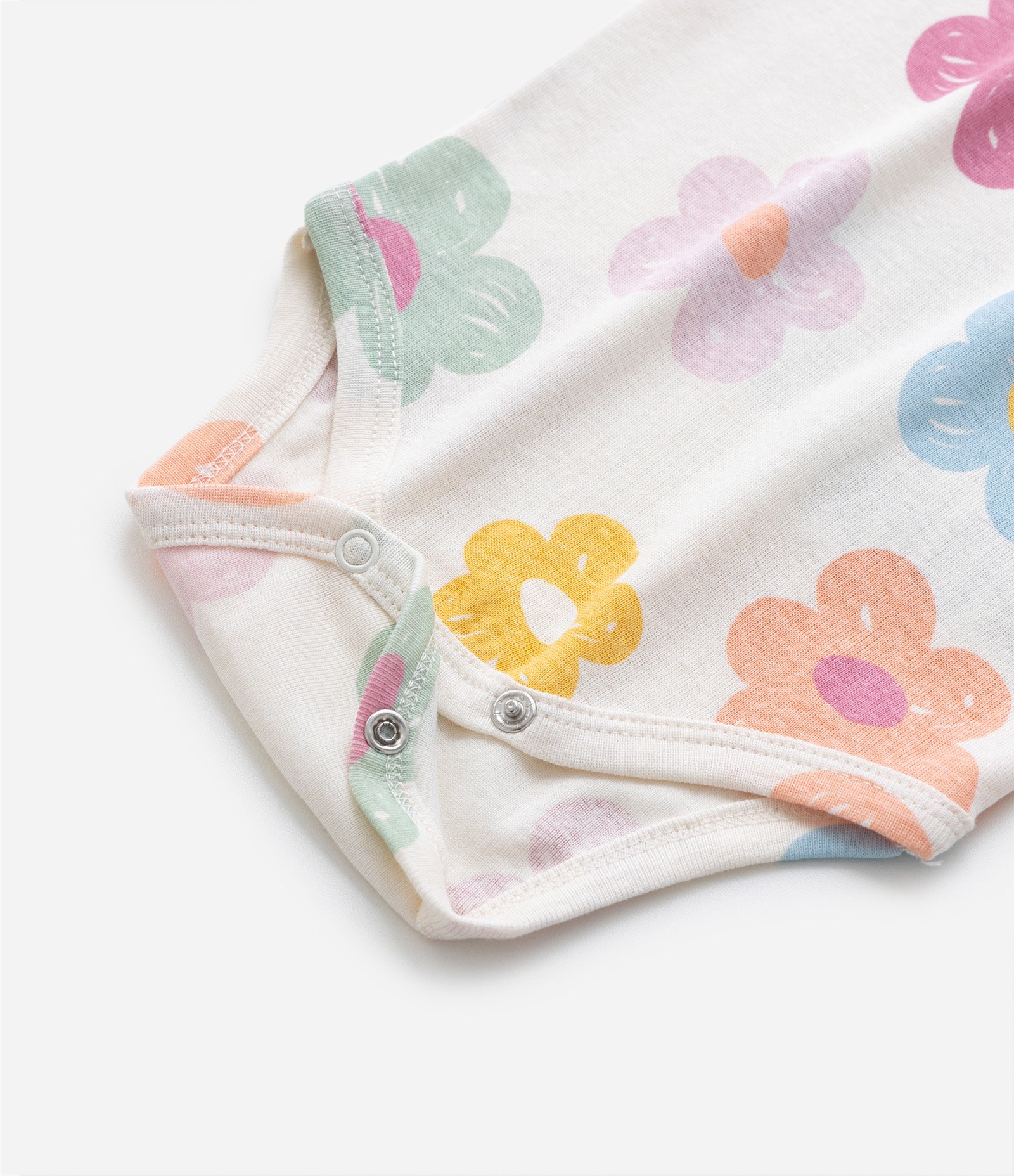 Body em Suedine com Estampa Floral - Tam 0 a 18 Meses Branco 4