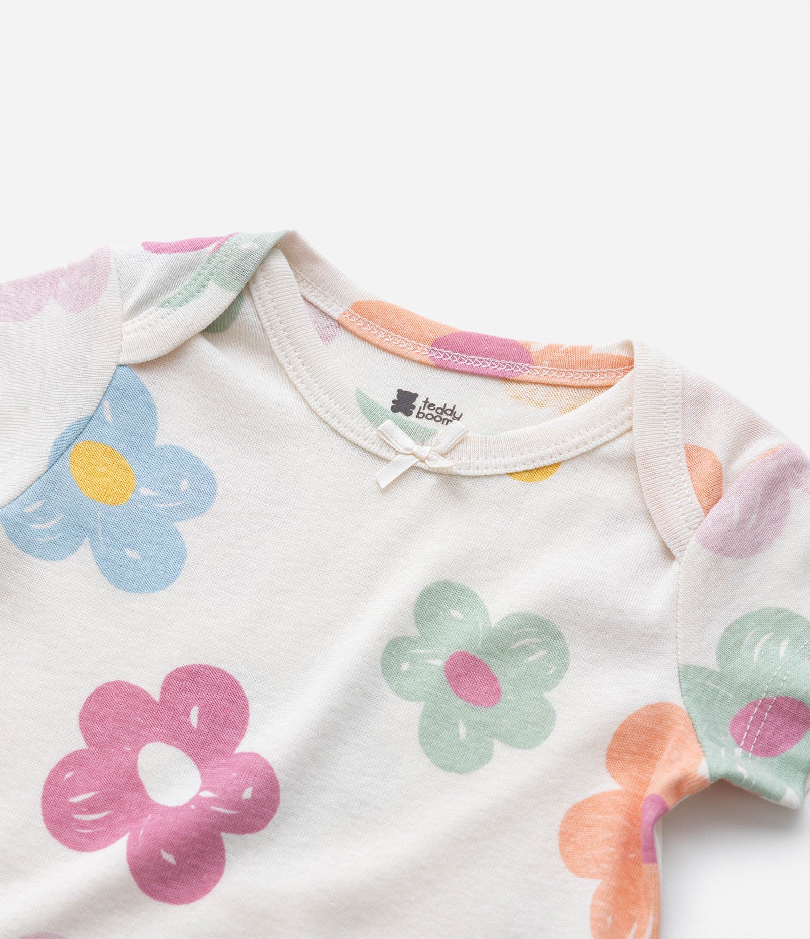 Body em Suedine com Estampa Floral - Tam 0 a 18 Meses Branco 5