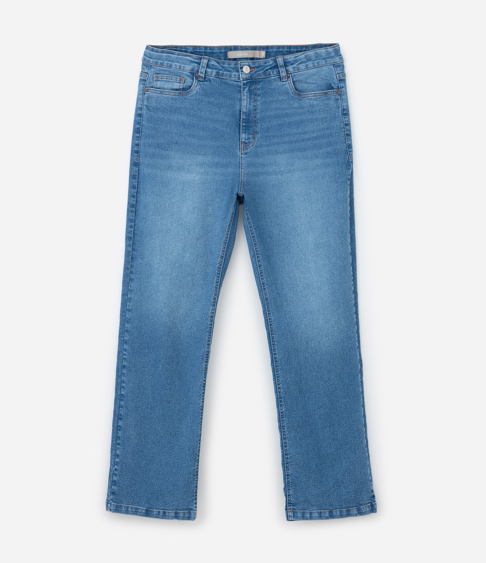 Calça Reta em Jeans com Elastano Curve & Plus Size Azul 6