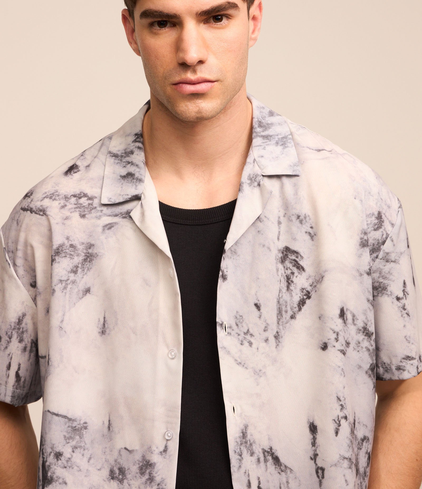 Camisa Estampada com Textura Creponada Branco 3