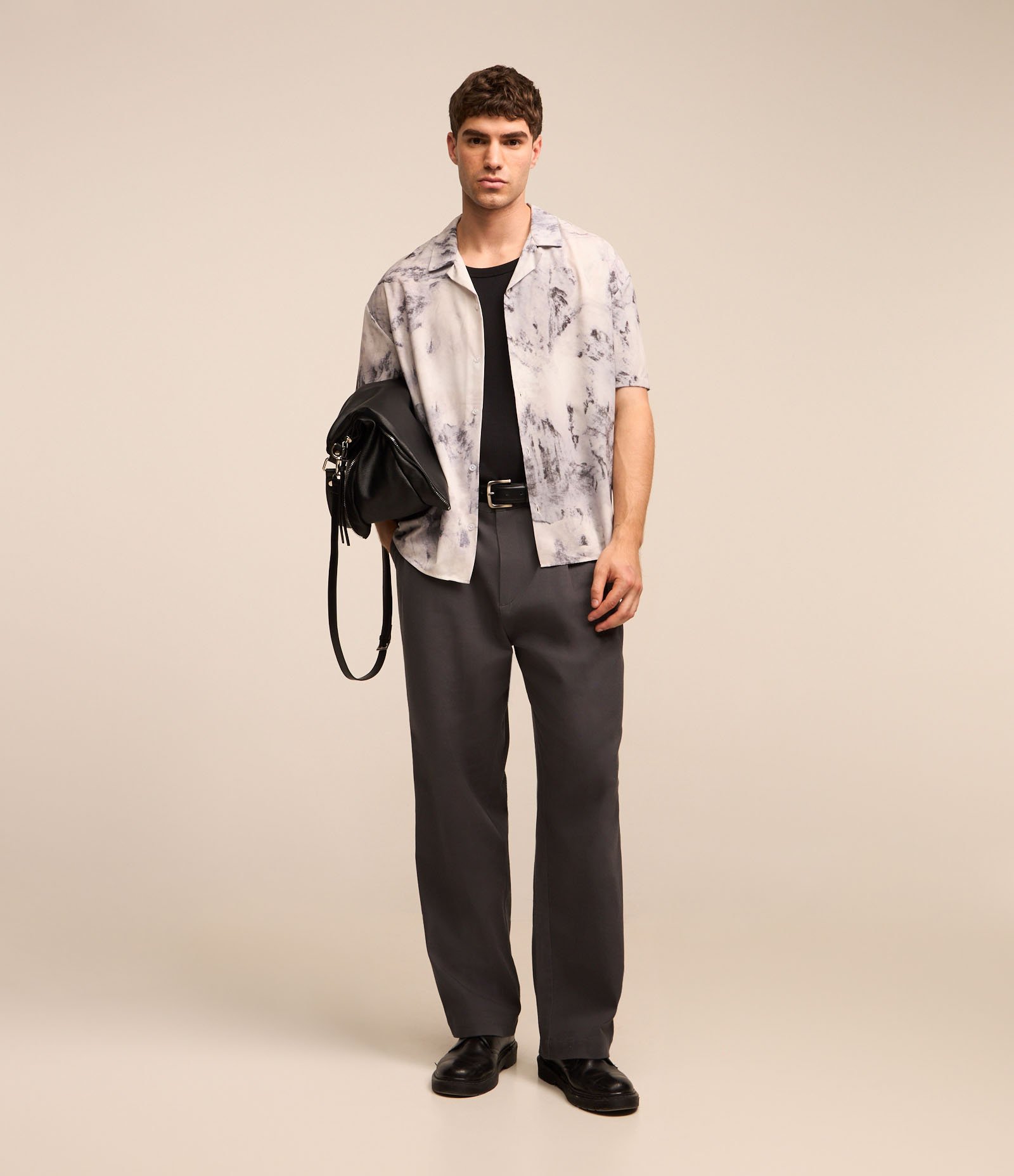 Camisa Estampada com Textura Creponada Branco 4