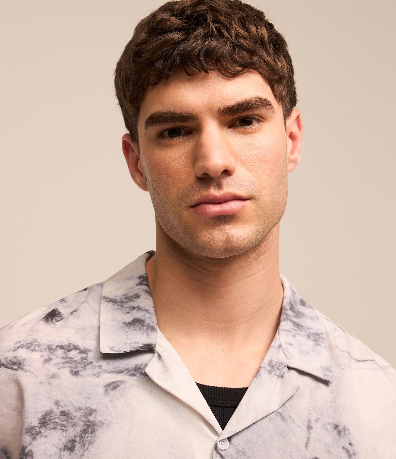 Camisa Estampada com Textura Creponada Branco 5