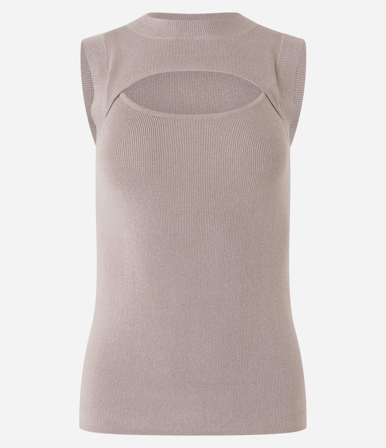Blusa Sem Manga em Tricô com Recorte Vazado Cinza 5