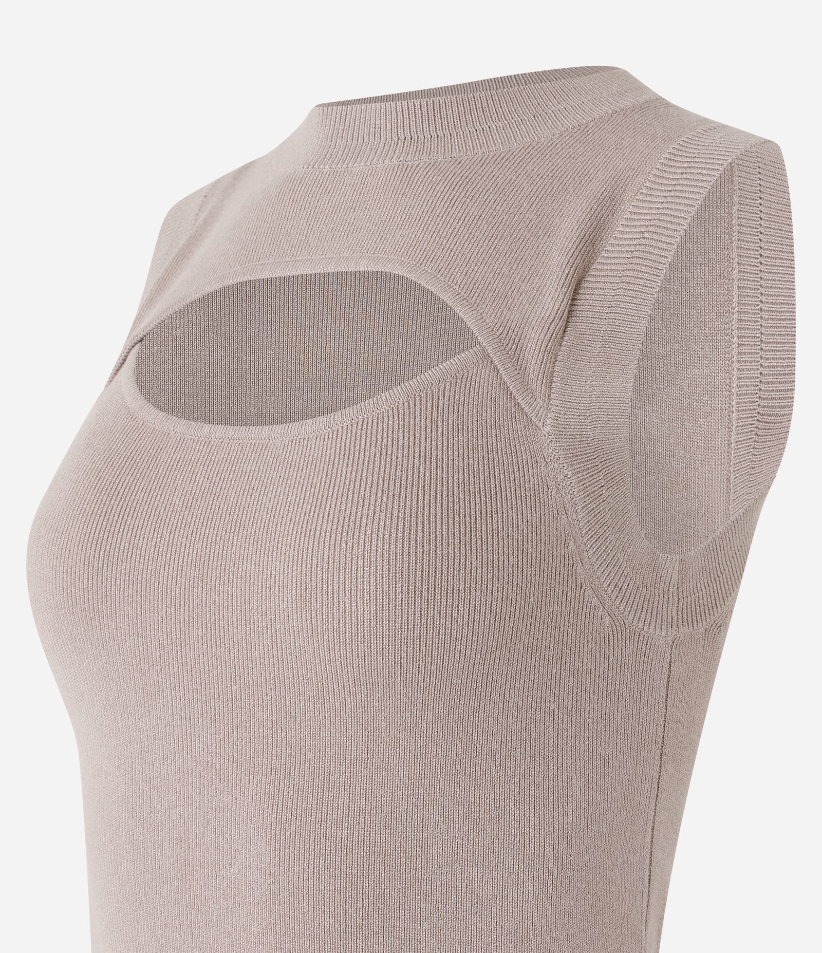 Blusa Sem Manga em Tricô com Recorte Vazado Cinza 6