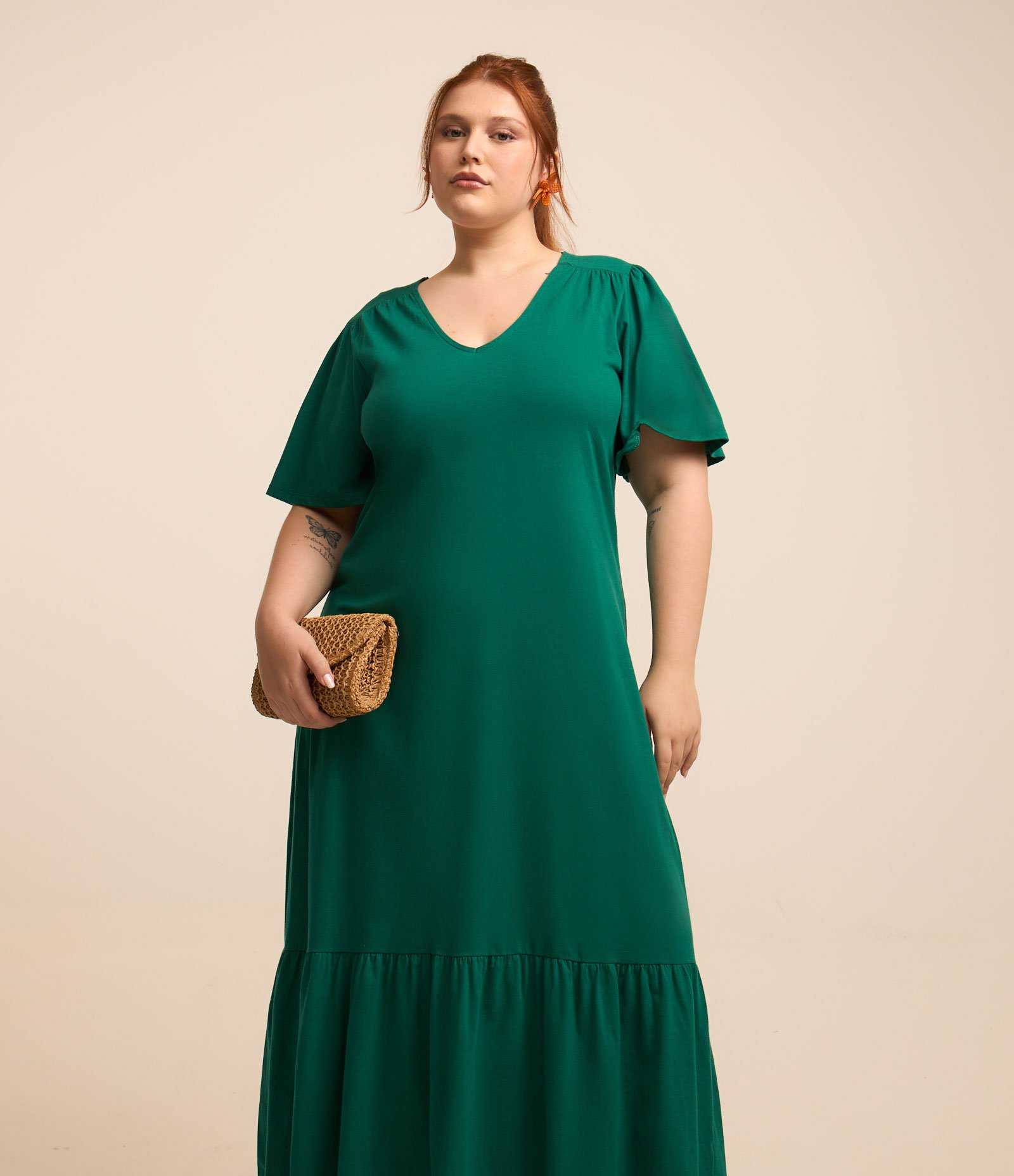 Vestido Midi Algodão com Recorte Franzido Curve & Plus Size 2