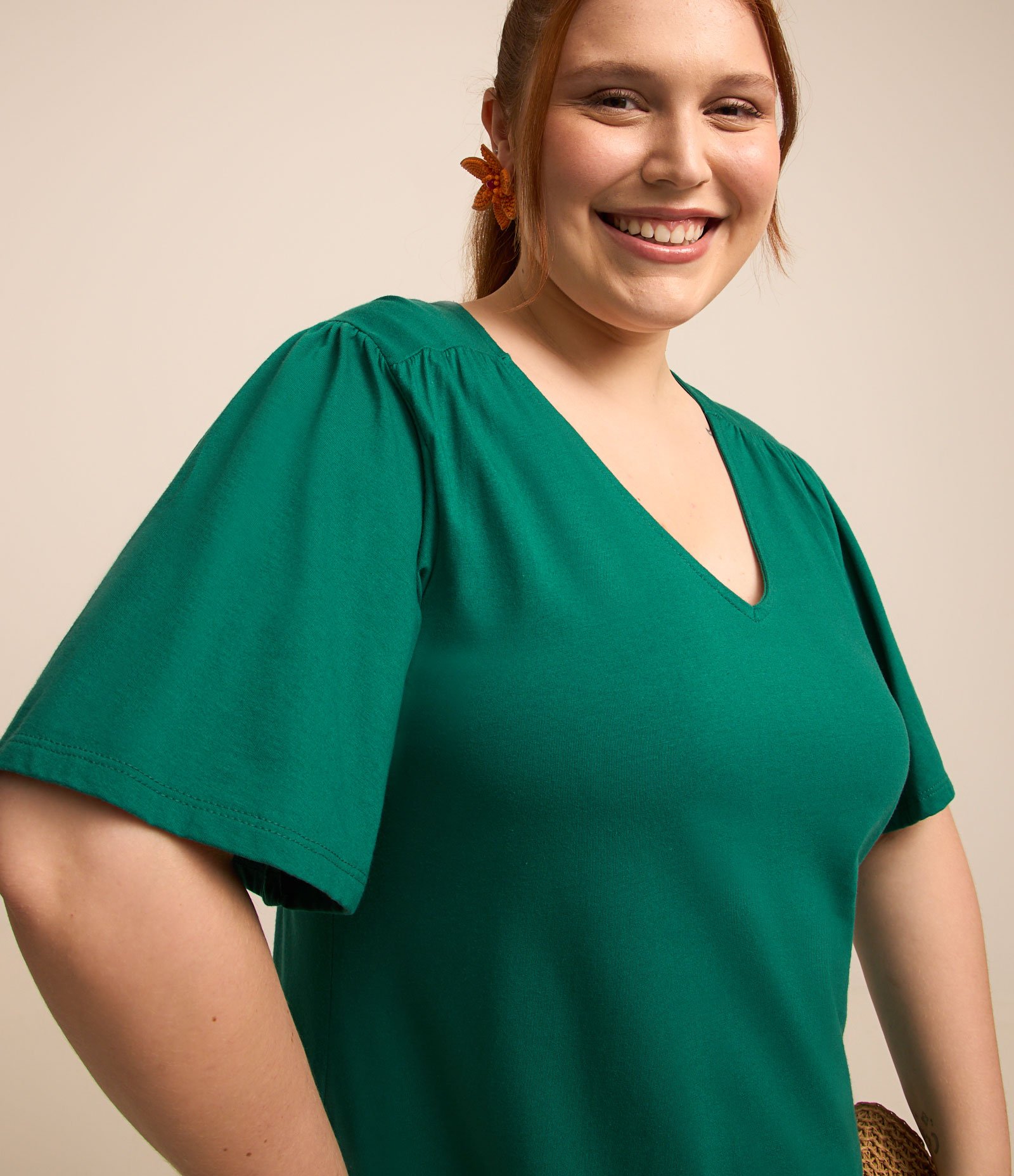 Vestido Midi Algodão com Recorte Franzido Curve & Plus Size 3