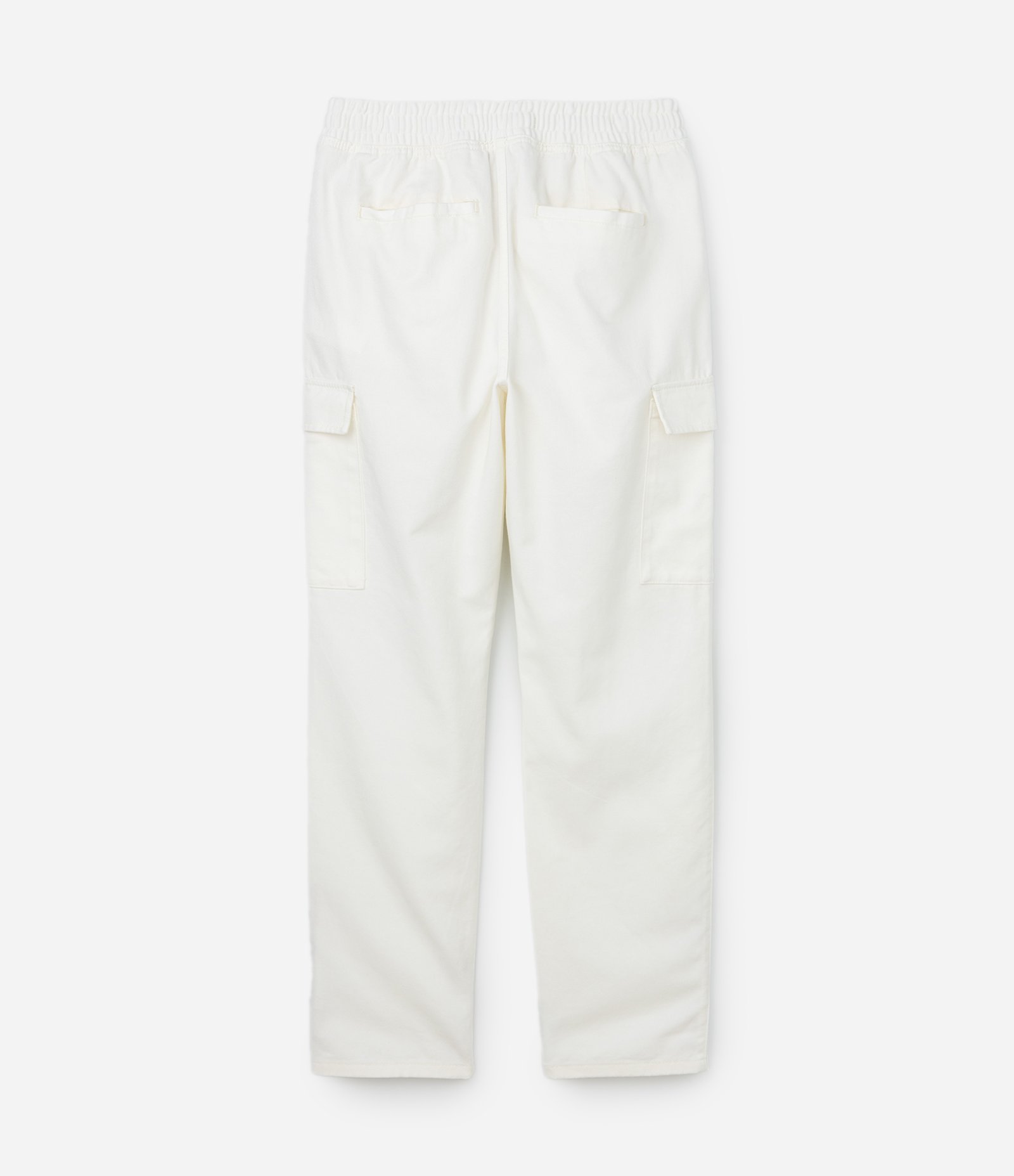 Calça Cargo em Sarja com Cós Elástico e Bolsos Laterais Branco 2