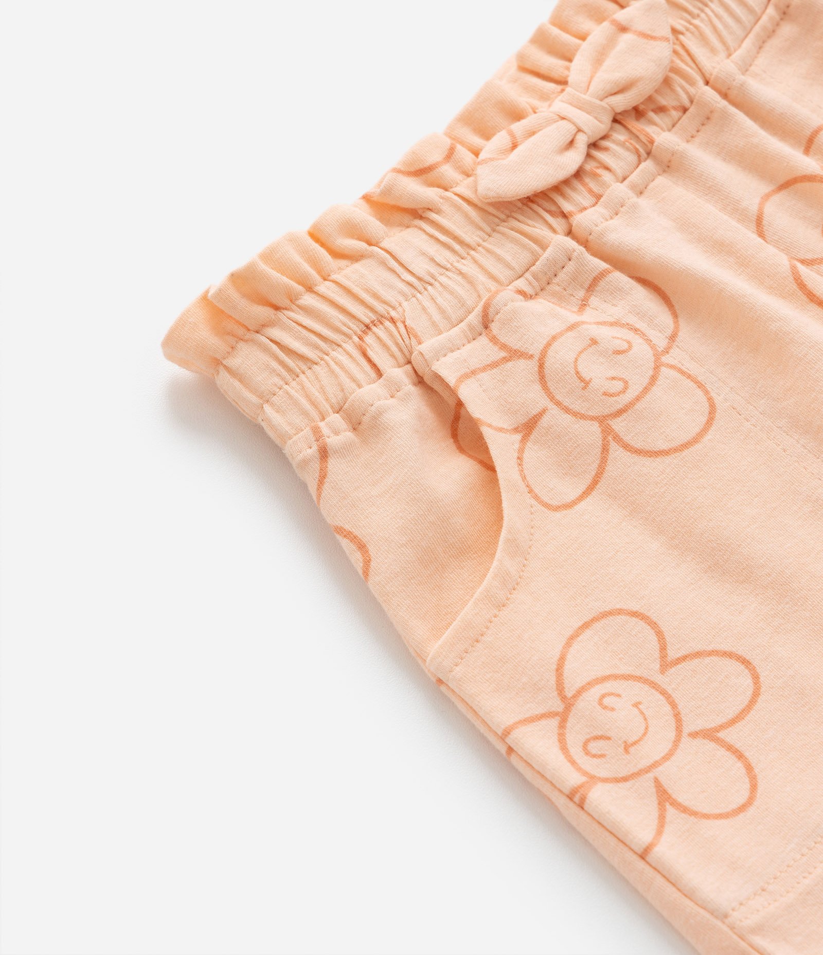 Short Infantil com Lacinho e Estampa Flor - Tam 1 a 5 Laranja 4