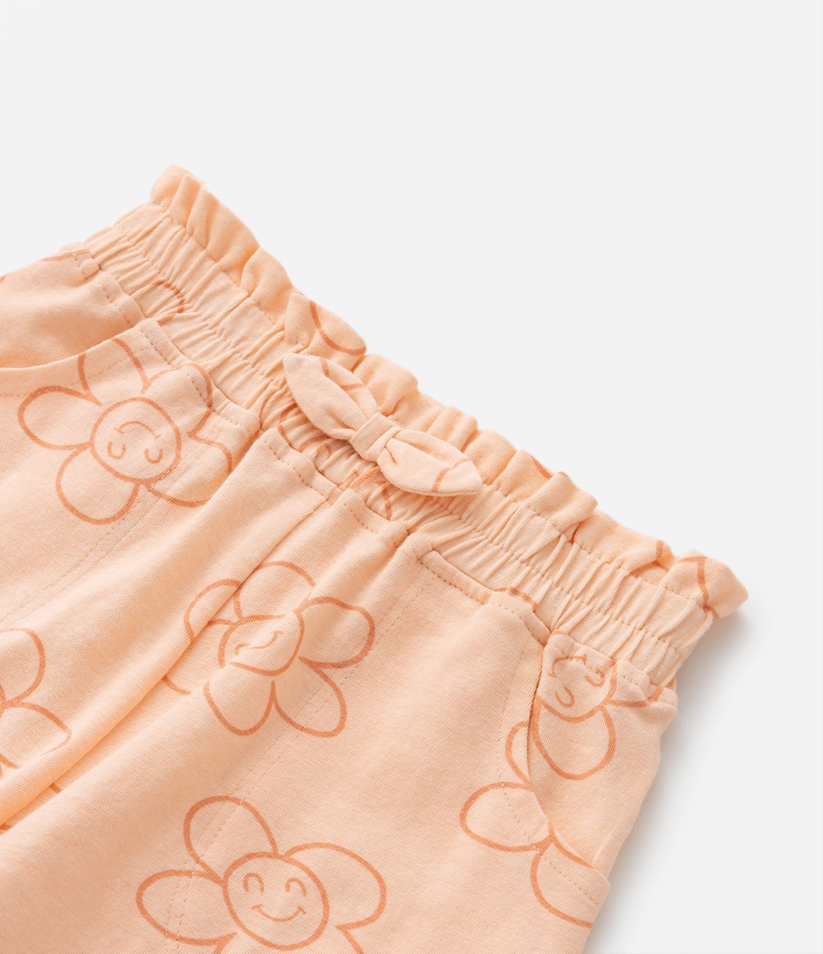Short Infantil com Lacinho e Estampa Flor - Tam 1 a 5 Laranja 5
