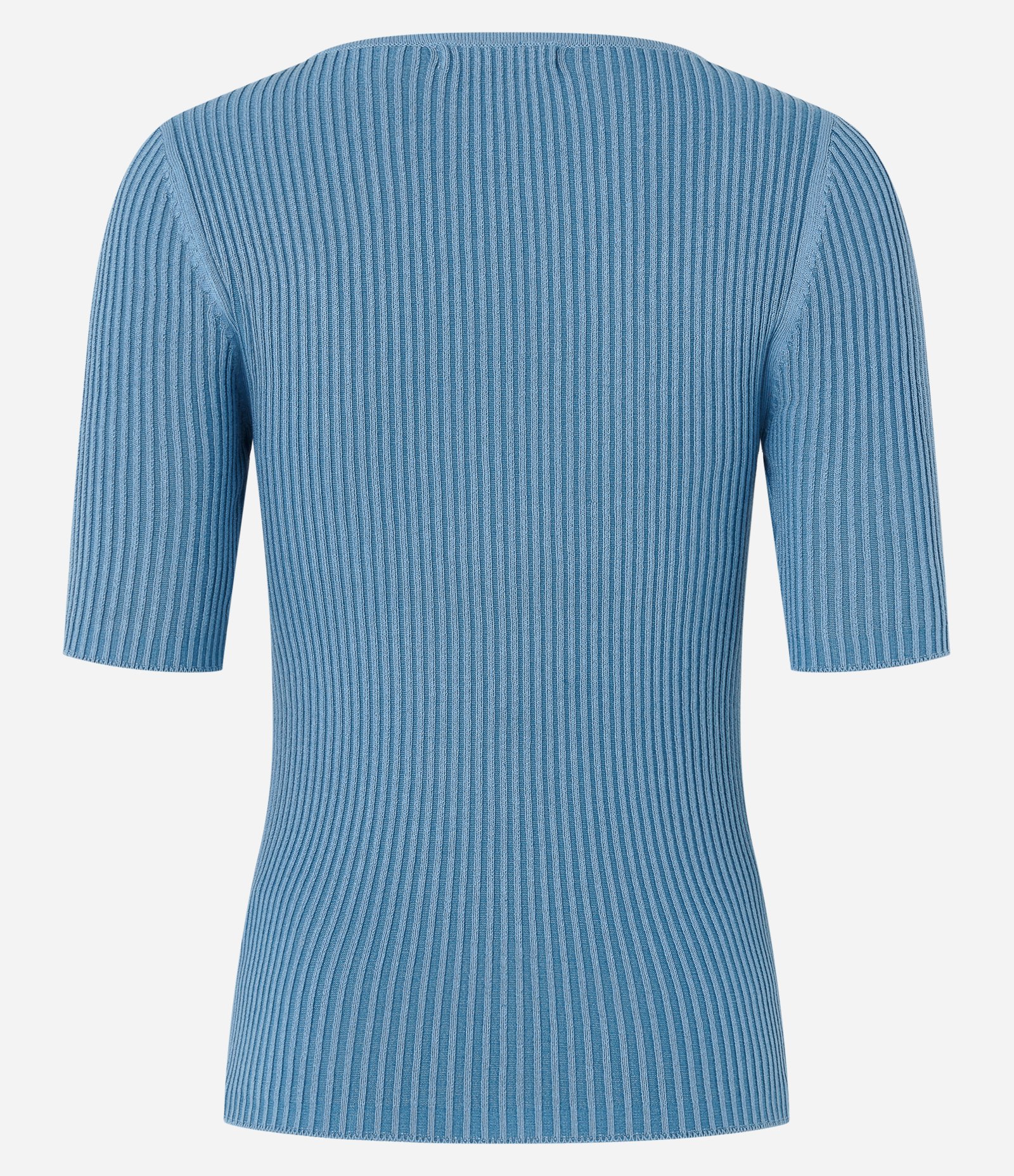 Blusa Canelada em Tricô com Decote U Azul 7