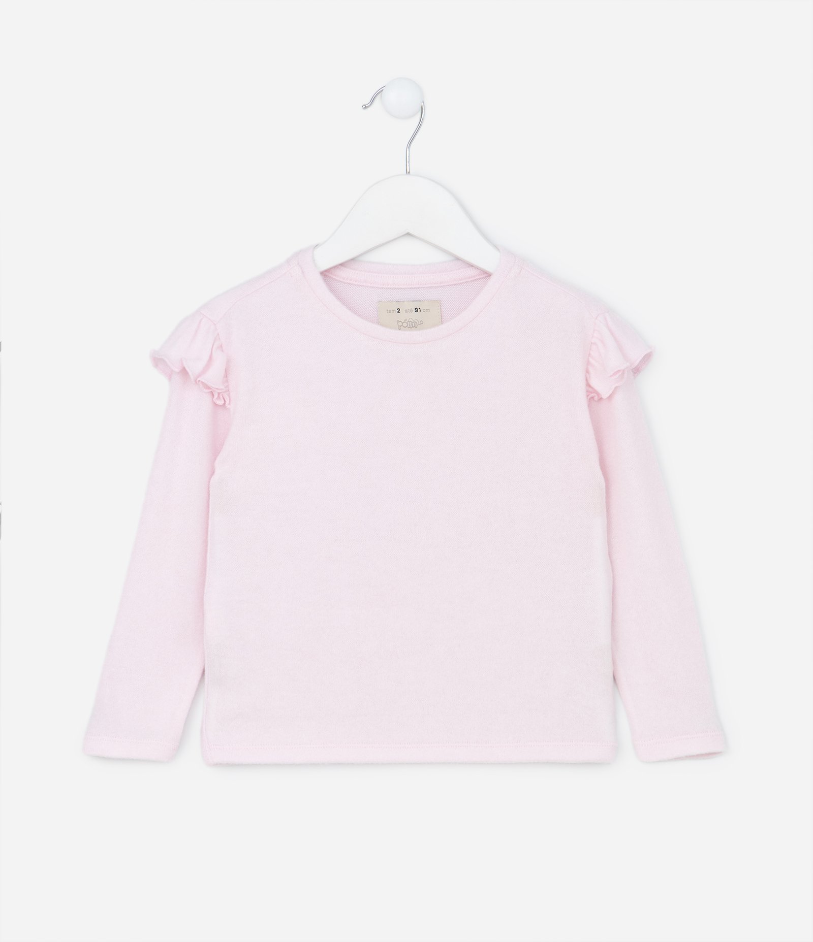 Blusa Infantil em Tricô com Babadinhos - Tam 1 a 5 Anos Rosa 1