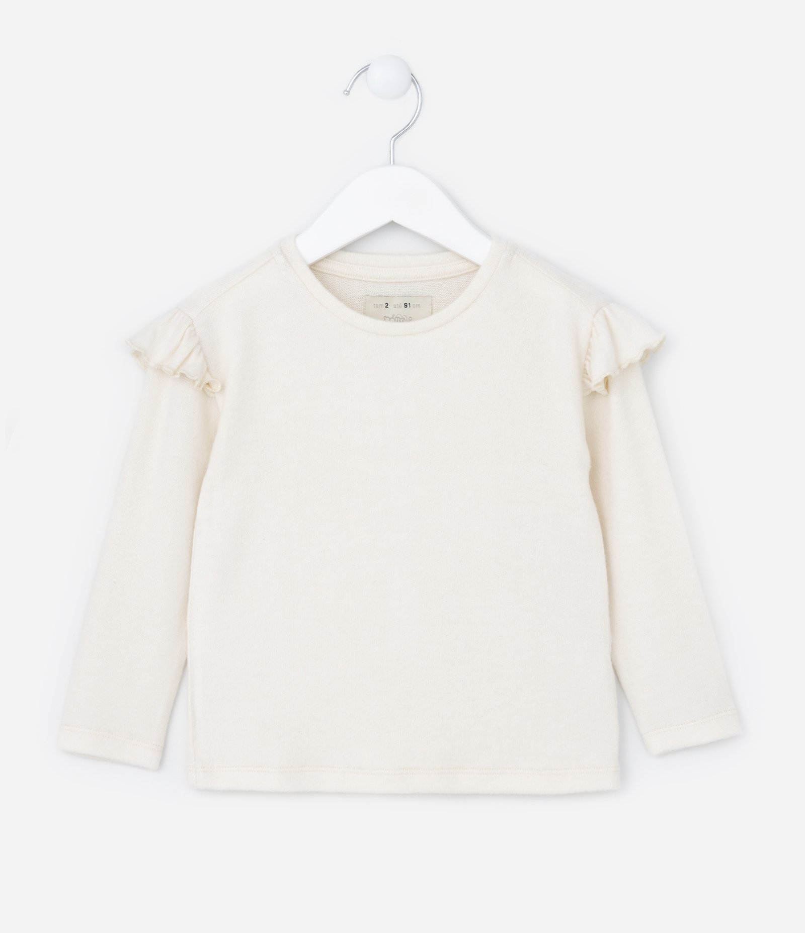 Blusa Infantil em Tricô com Babadinhos - Tam 1 a 5 Anos Bege 1