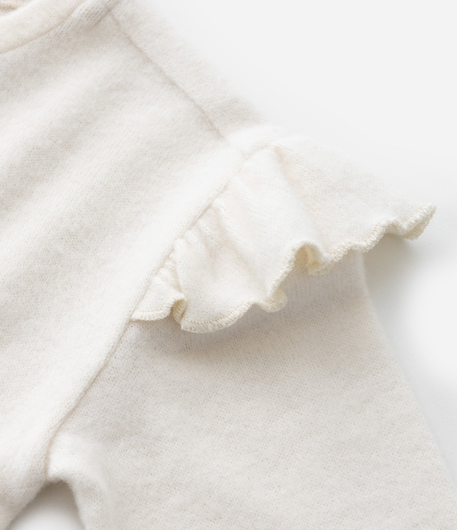 Blusa Infantil em Tricô com Babadinhos - Tam 1 a 5 Anos Bege 4