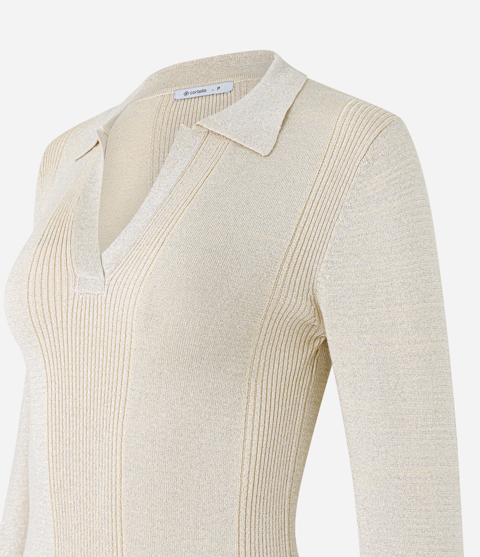 Blusa em Viscose com Gola V e Lapela Bege 8