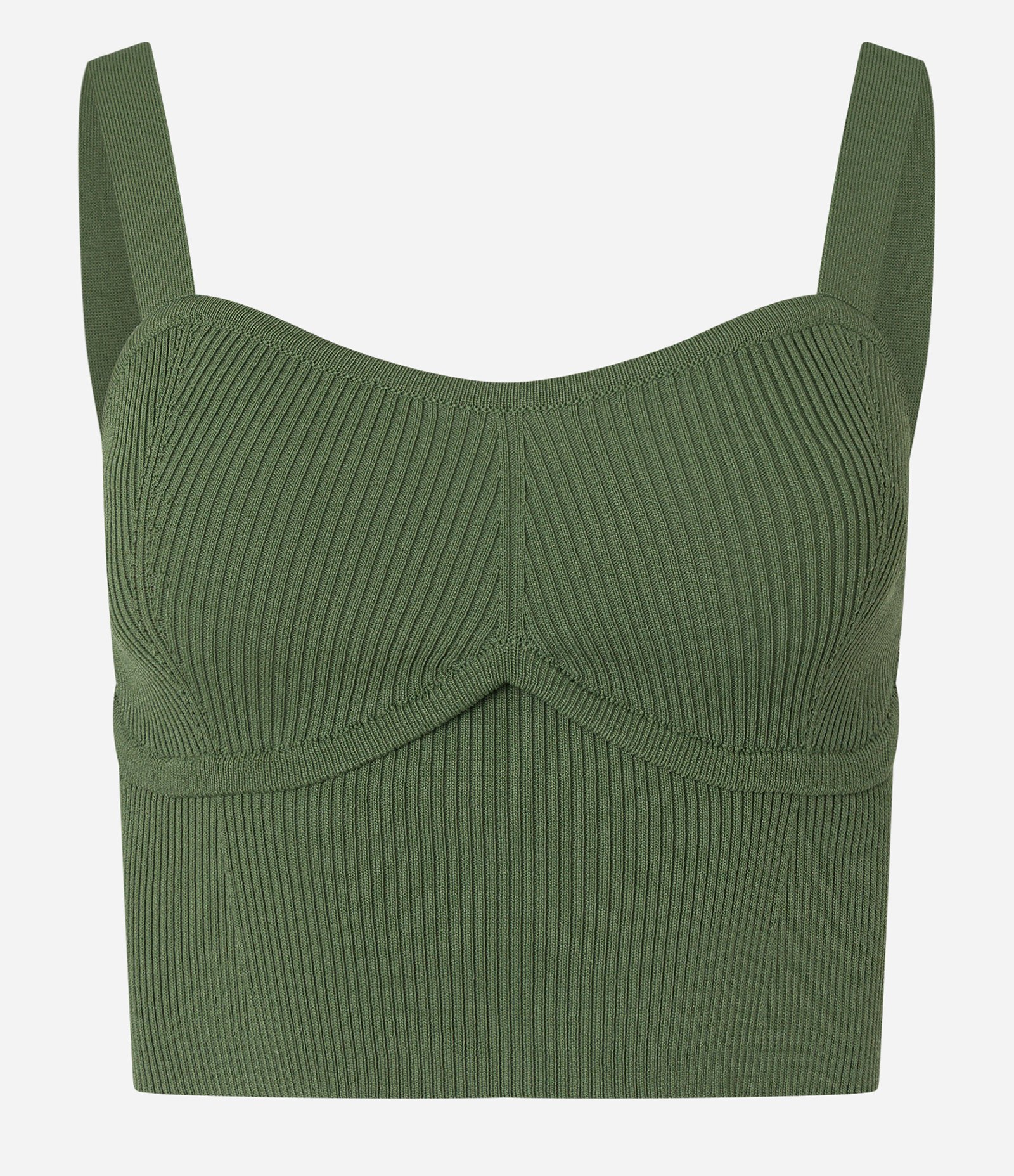 Blusa em Tricô com Decote Coração e Textura Canelada Verde 4