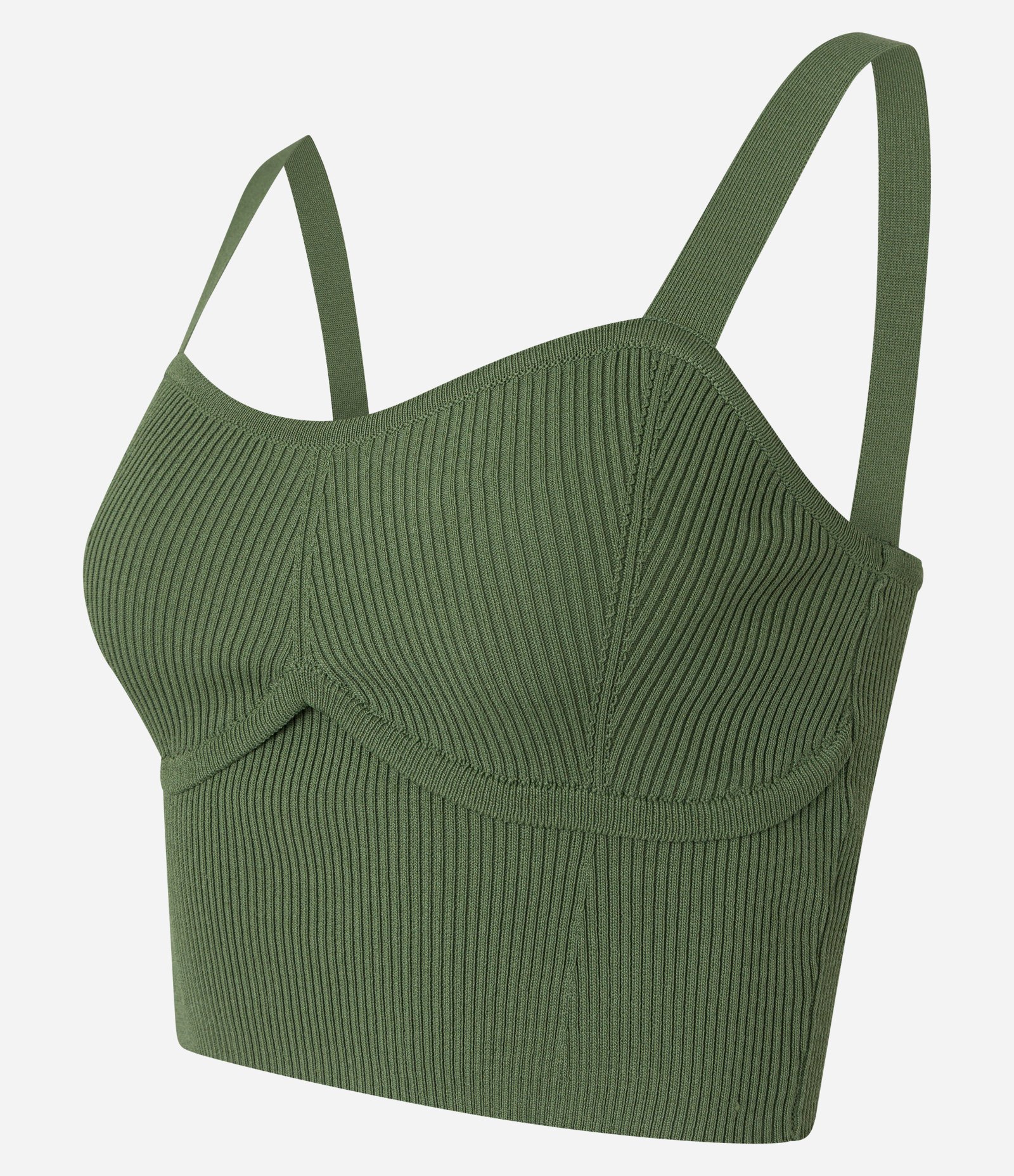 Blusa em Tricô com Decote Coração e Textura Canelada Verde 5