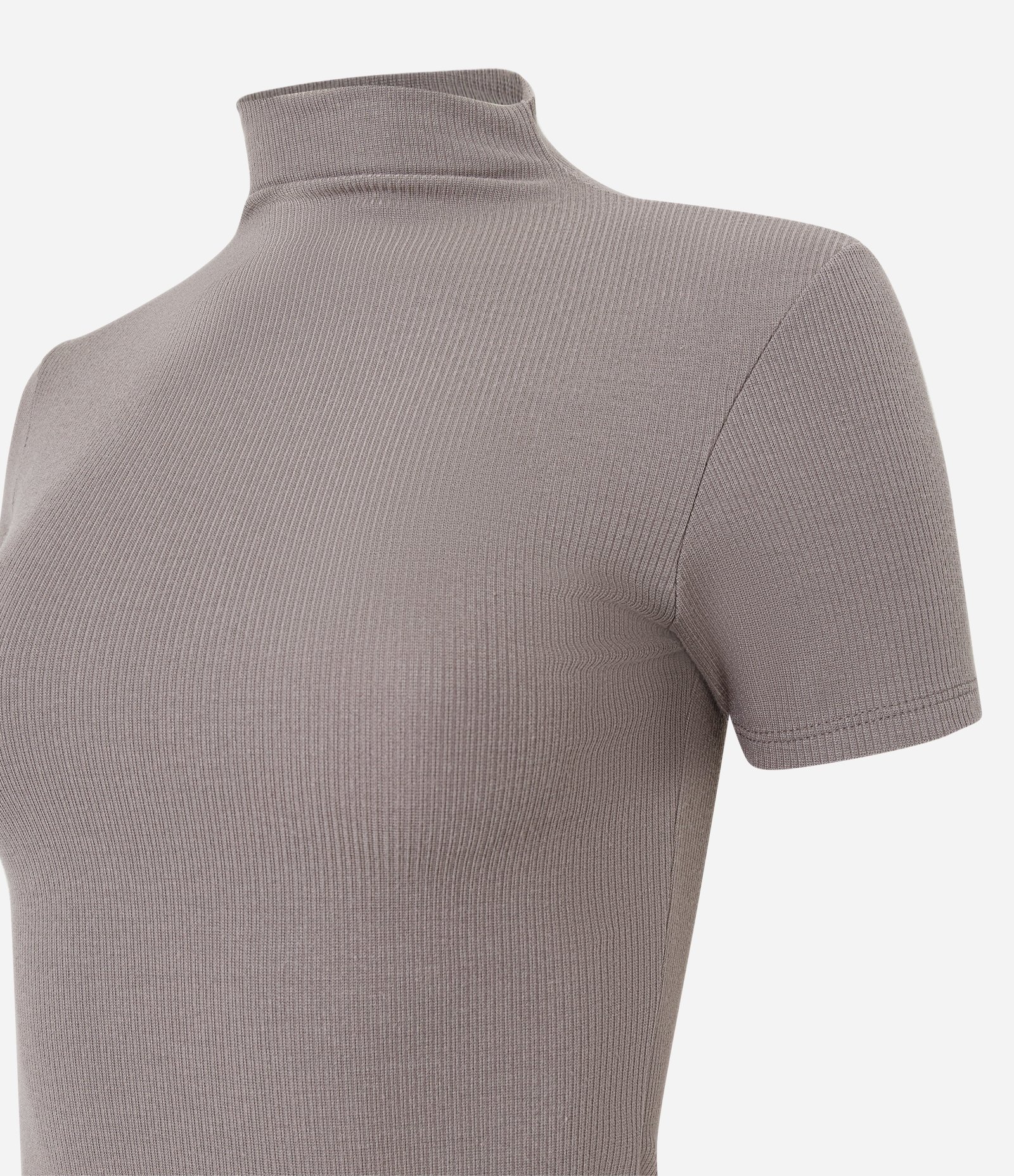 Blusa em Ribana com Golinha Alta Inteira Cinza 4