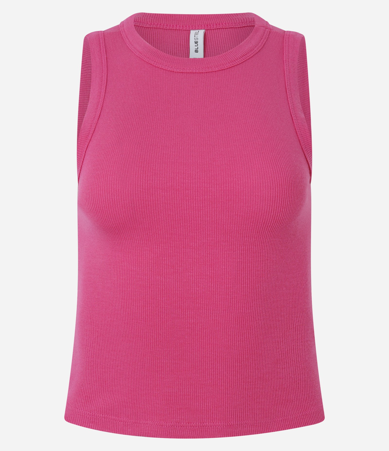 Regata Cropped Básica em Ribana Canelada Rosa Pink 4