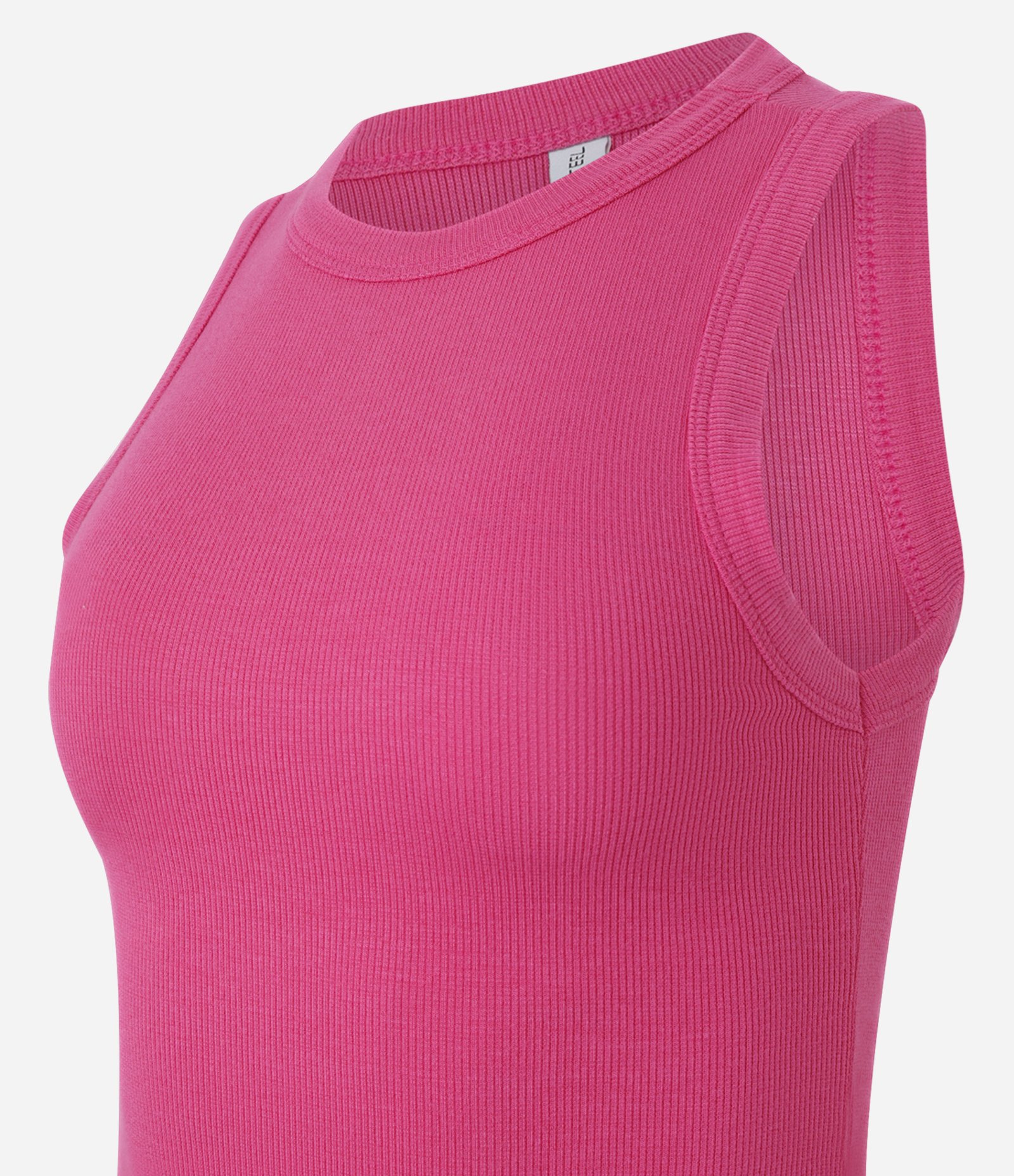 Regata Cropped Básica em Ribana Canelada Rosa Pink 5