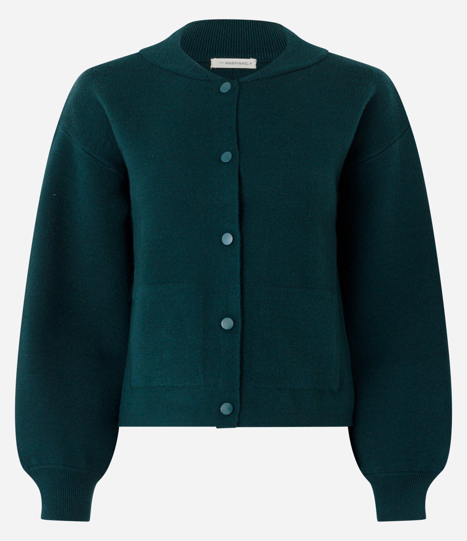 Blusão em Tricot com Bolsos e Botões Verde 5
