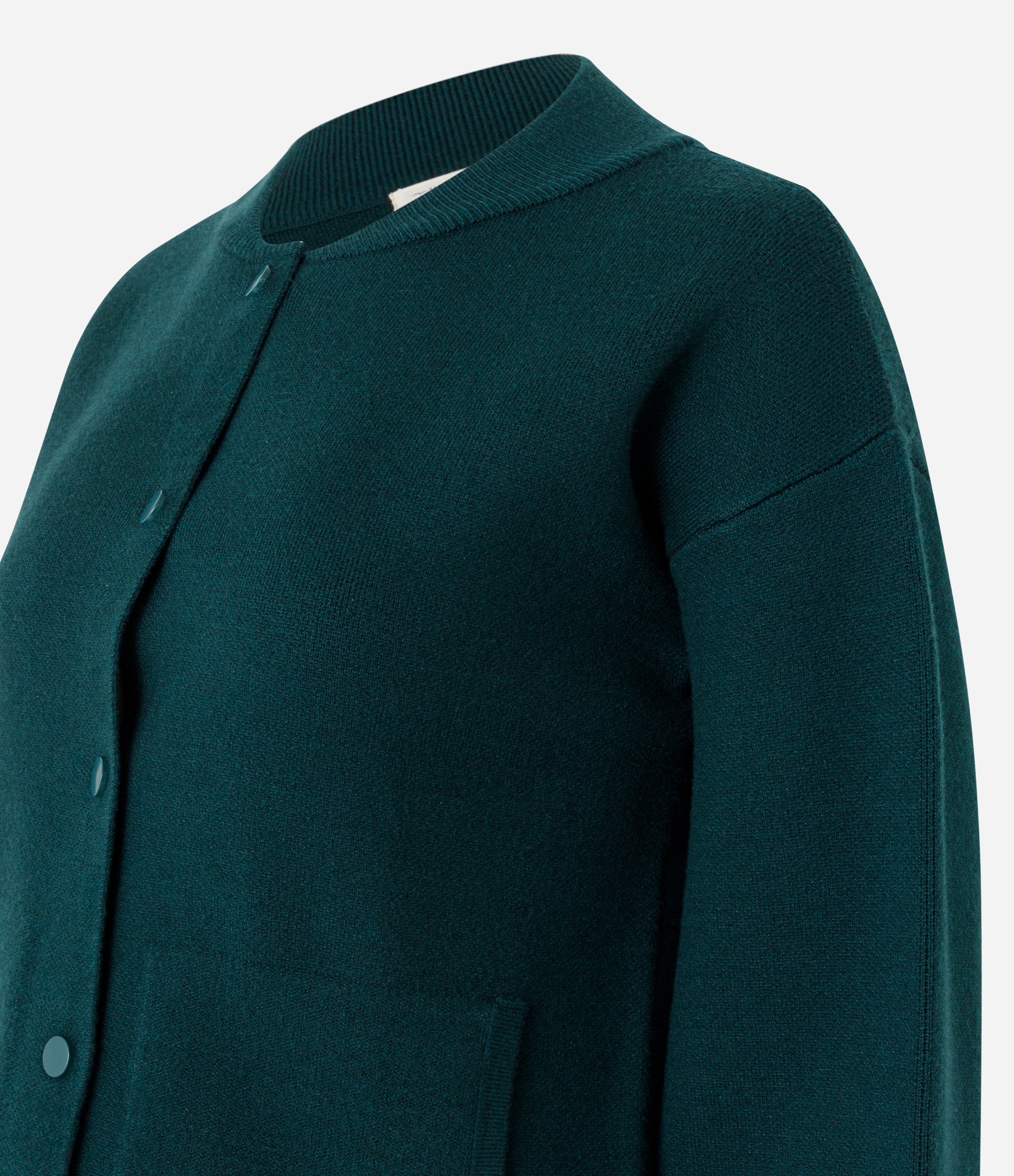 Blusão em Tricot com Bolsos e Botões Verde 6