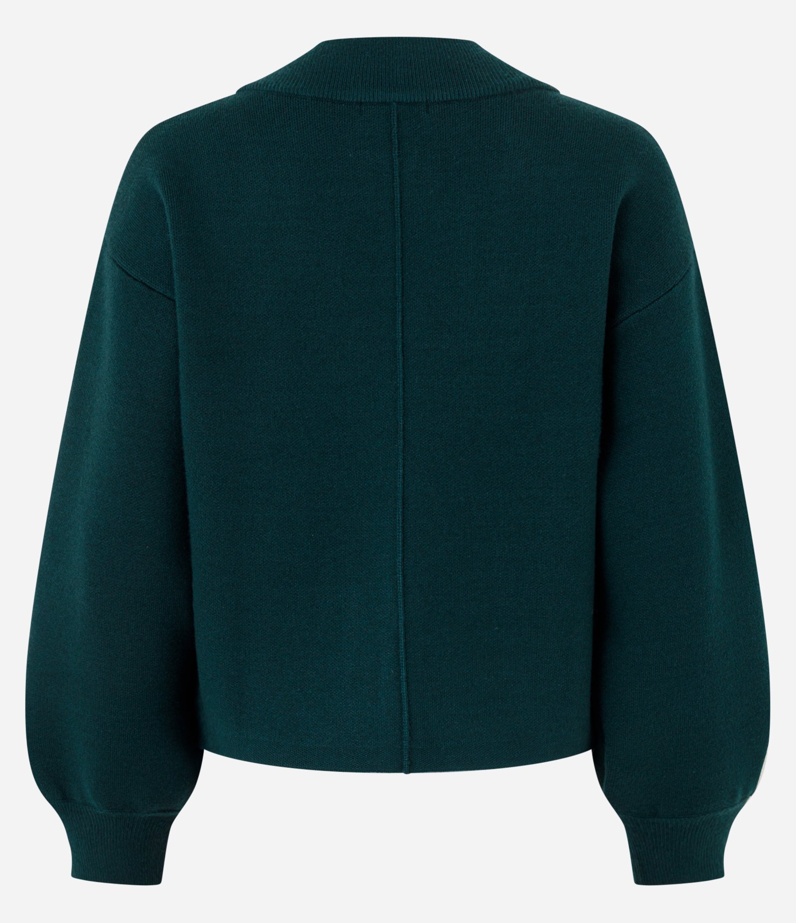 Blusão em Tricot com Bolsos e Botões Verde 7