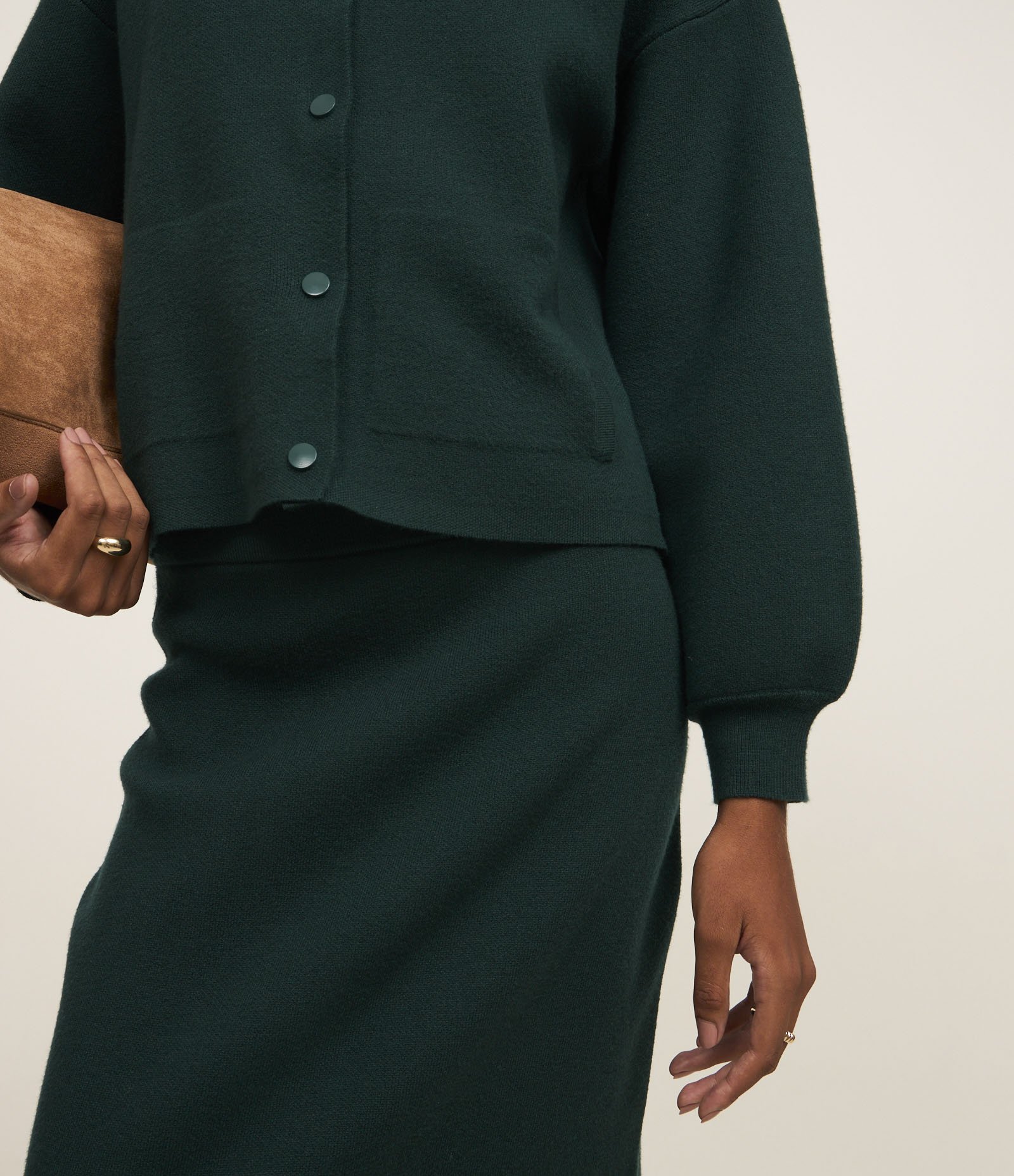 Blusão em Tricot com Bolsos e Botões Verde 3