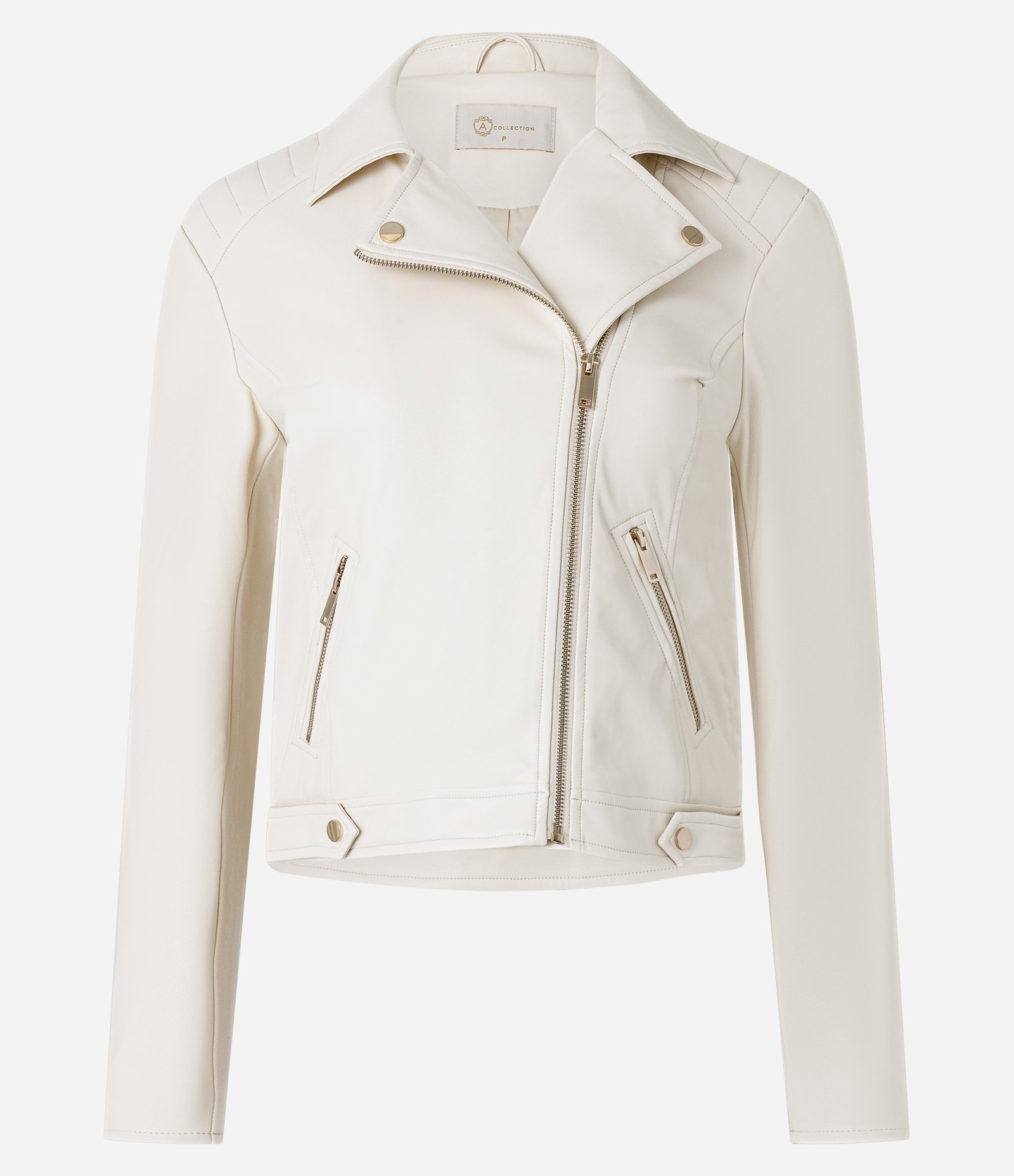 Jaqueta Biker em PU com Ponto Roma na Manga Branco 4