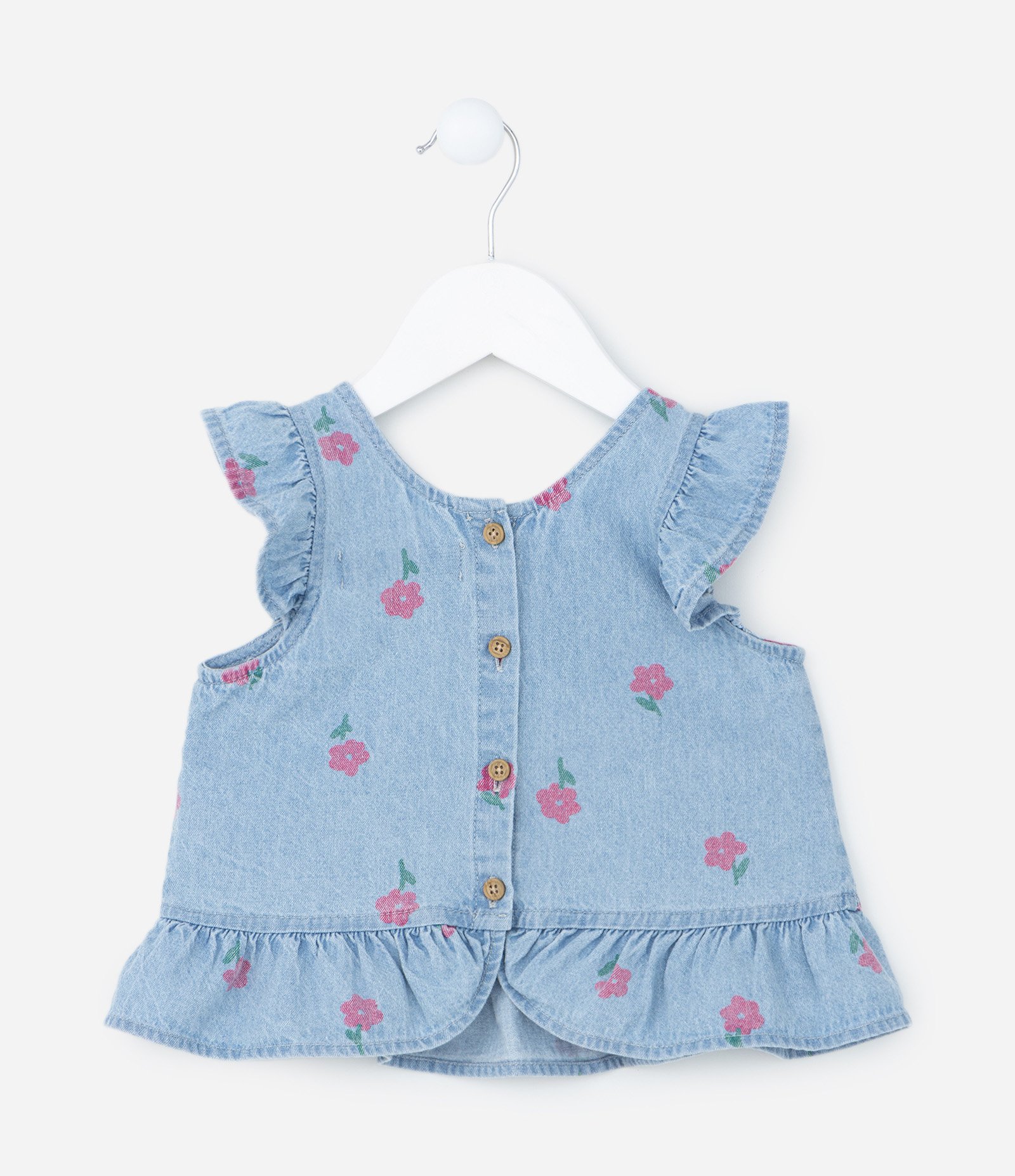 Conjunto Infantil Jeans com Babadinhos - Tam 1 a 5 Anos Azul 2