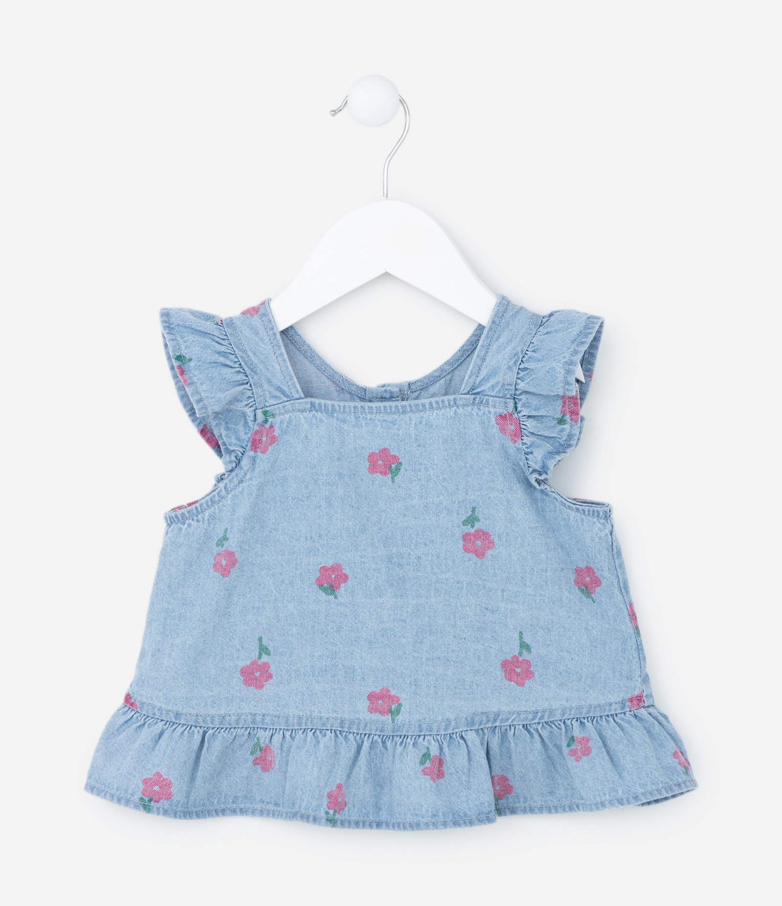 Conjunto Infantil Jeans com Babadinhos - Tam 1 a 5 Anos Azul 6