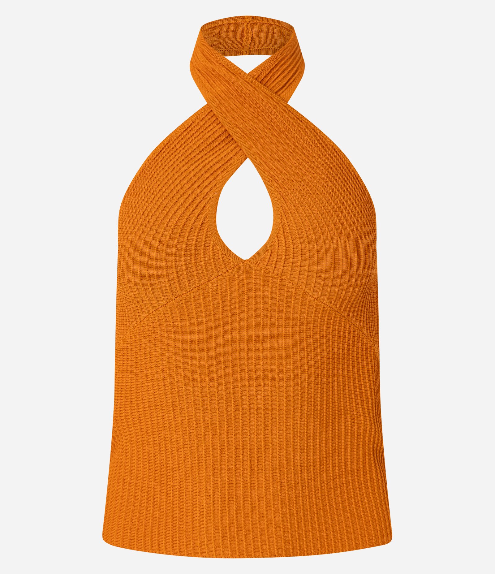 Blusa Frente Única em Tricô Canelado com Vazado Laranja 5