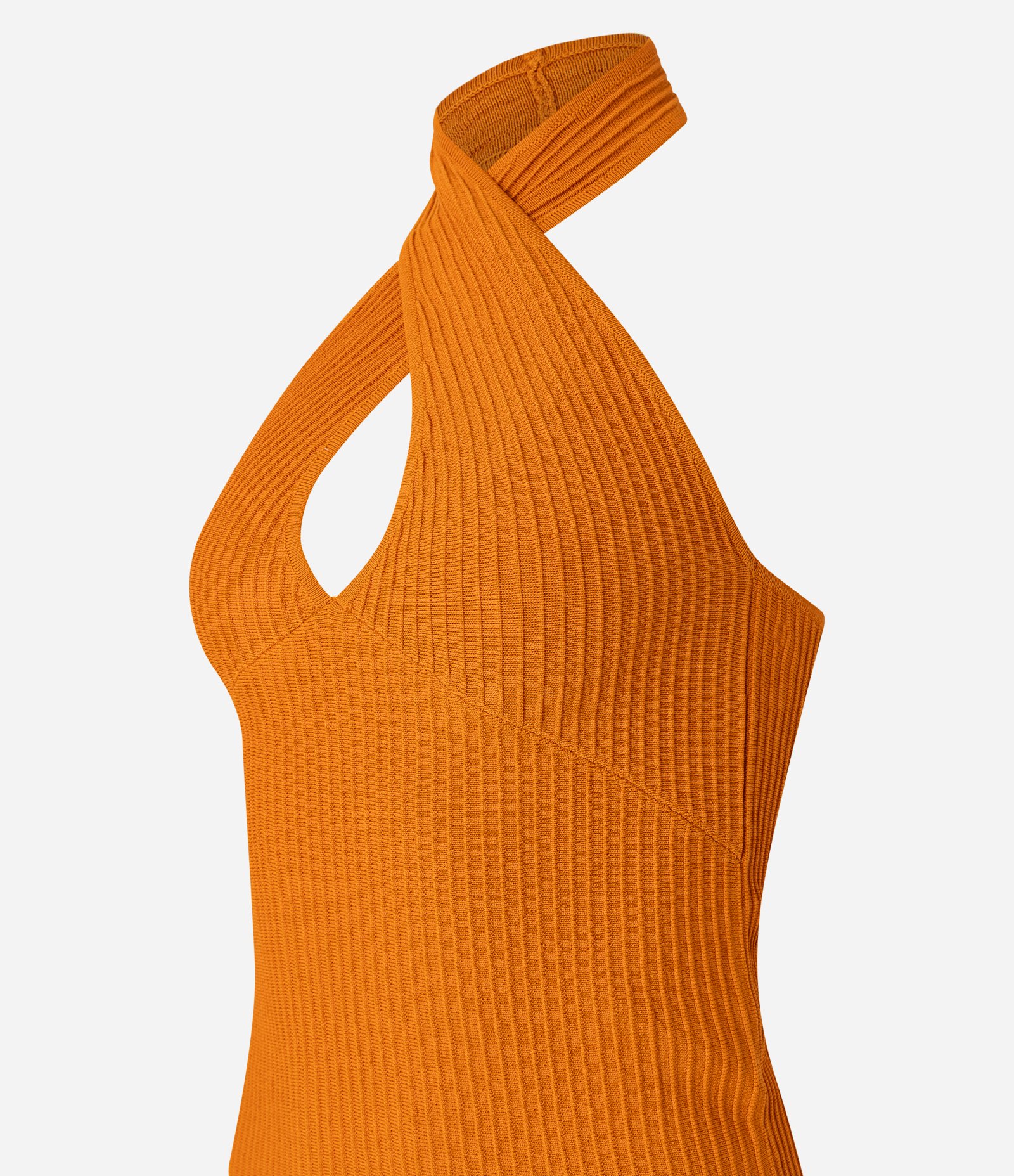 Blusa Frente Única em Tricô Canelado com Vazado Laranja 6