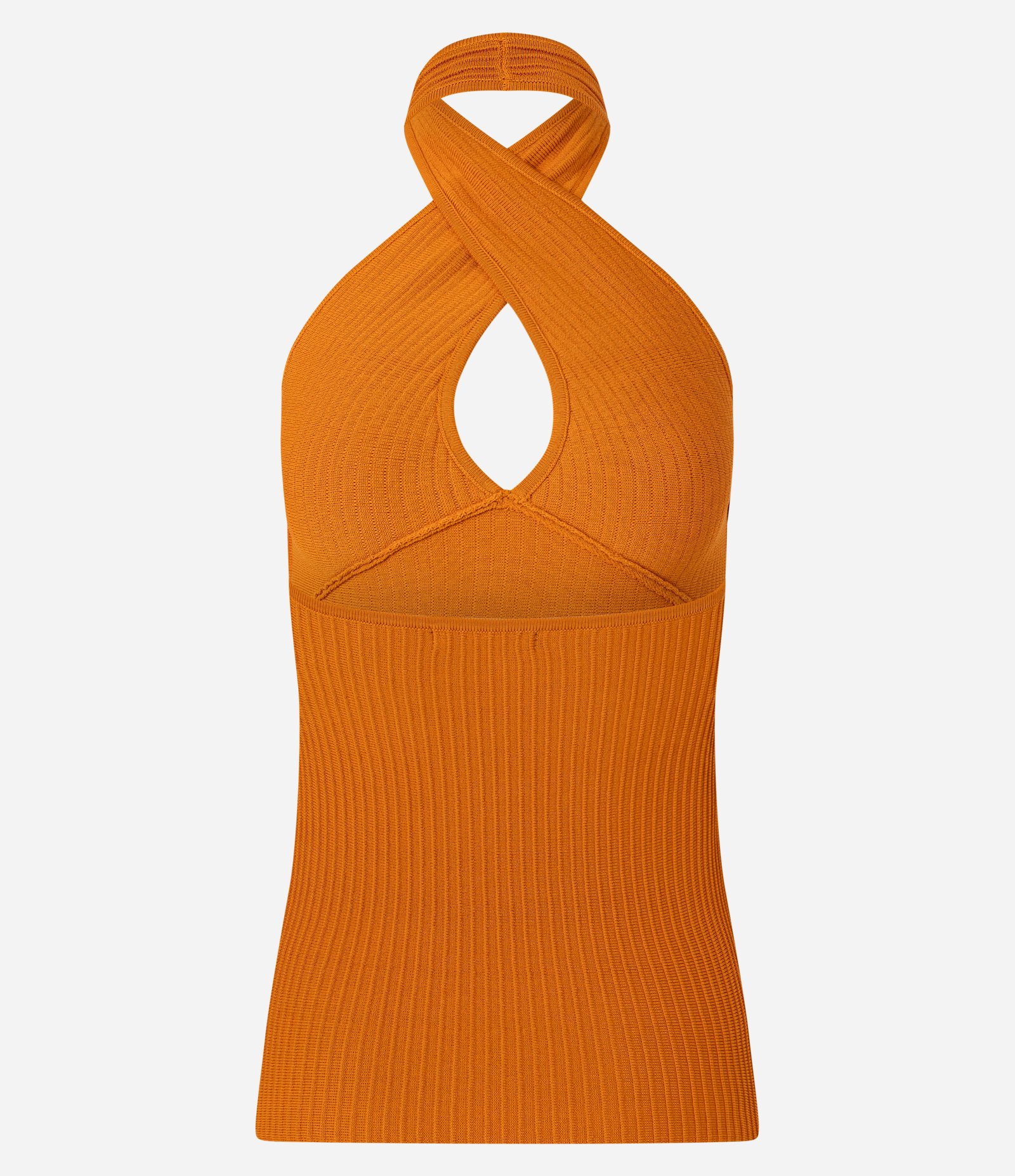 Blusa Frente Única em Tricô Canelado com Vazado Laranja 7