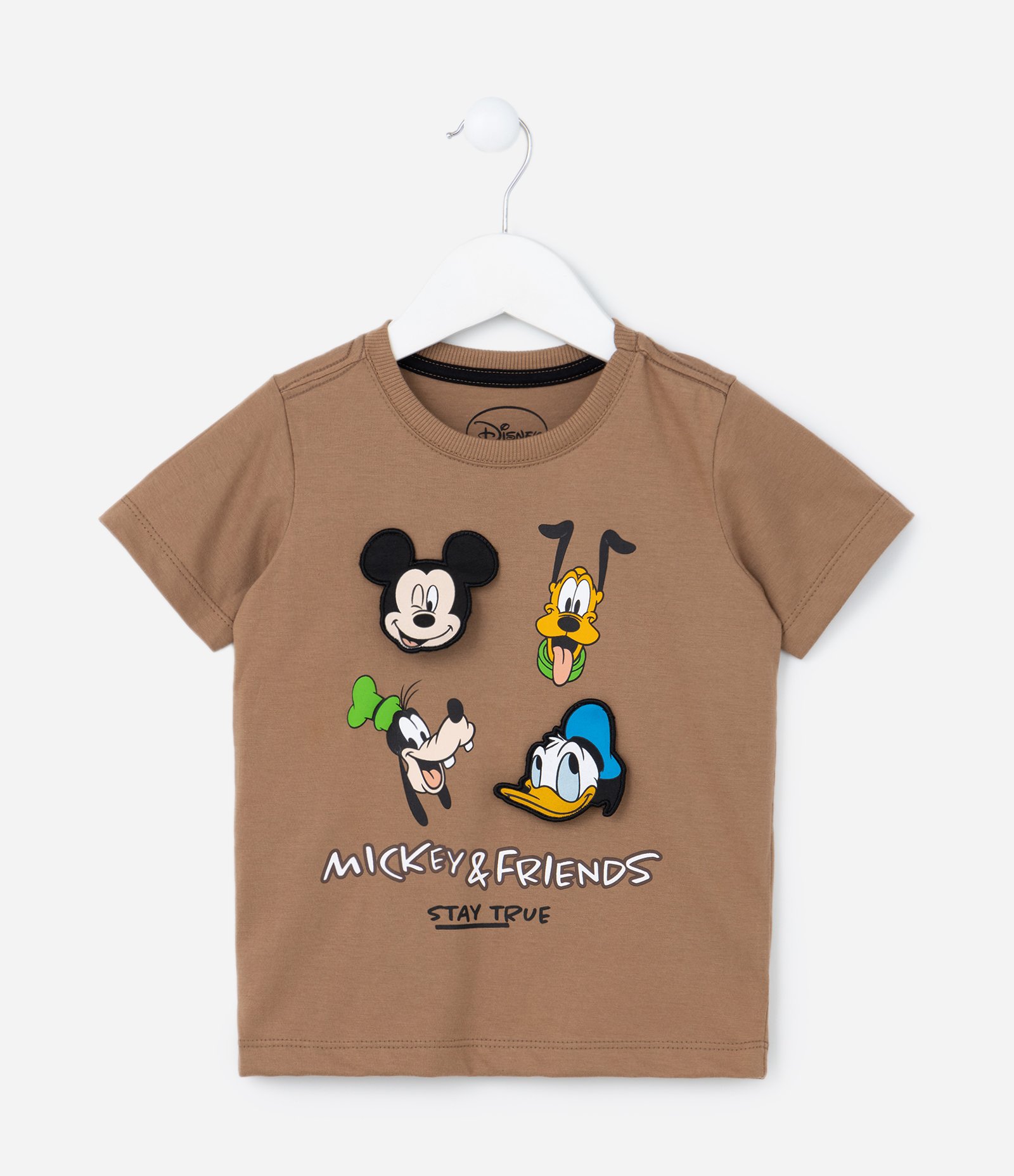 Camiseta Infantil com Estampa do Mickey e Amigos - Tam 1 a 5 Anos Marrom 1