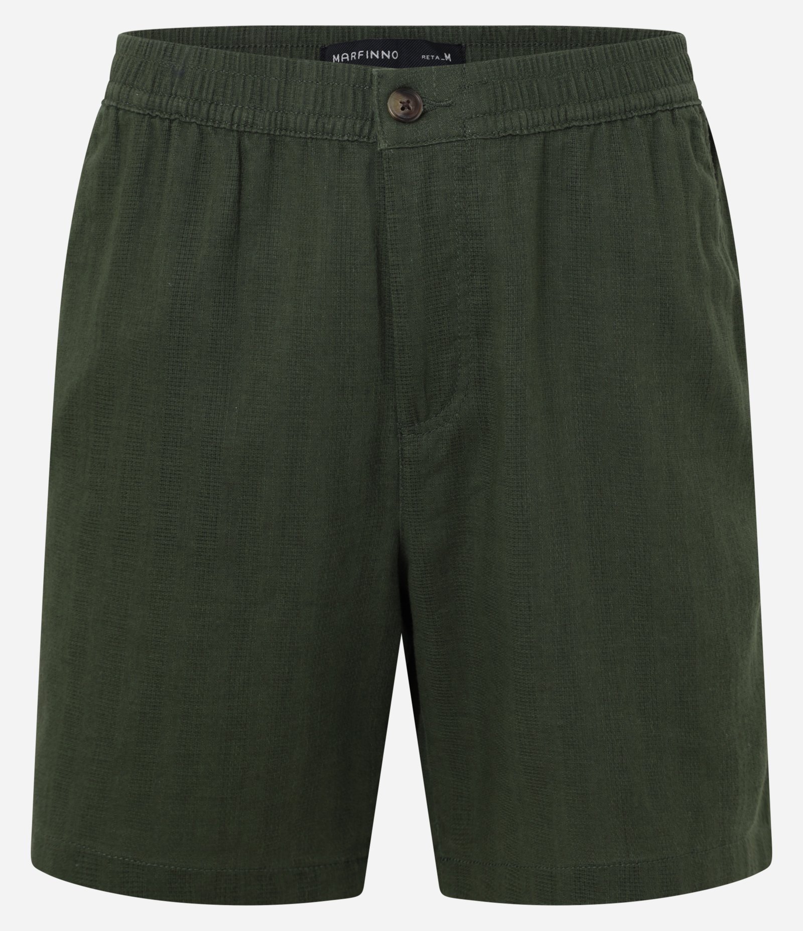 Bermuda em Algodão com Textura e Cós Elástico com Botão Verde 5