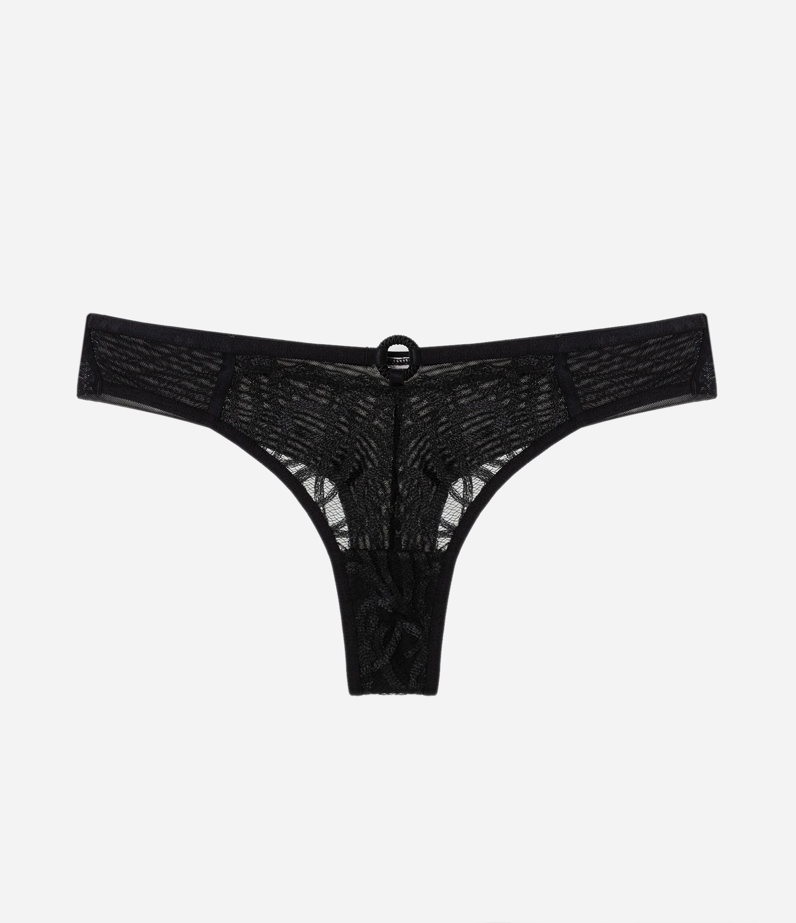 Calcinha Biquíni Fio Duplo Tule Bordado Preto 5