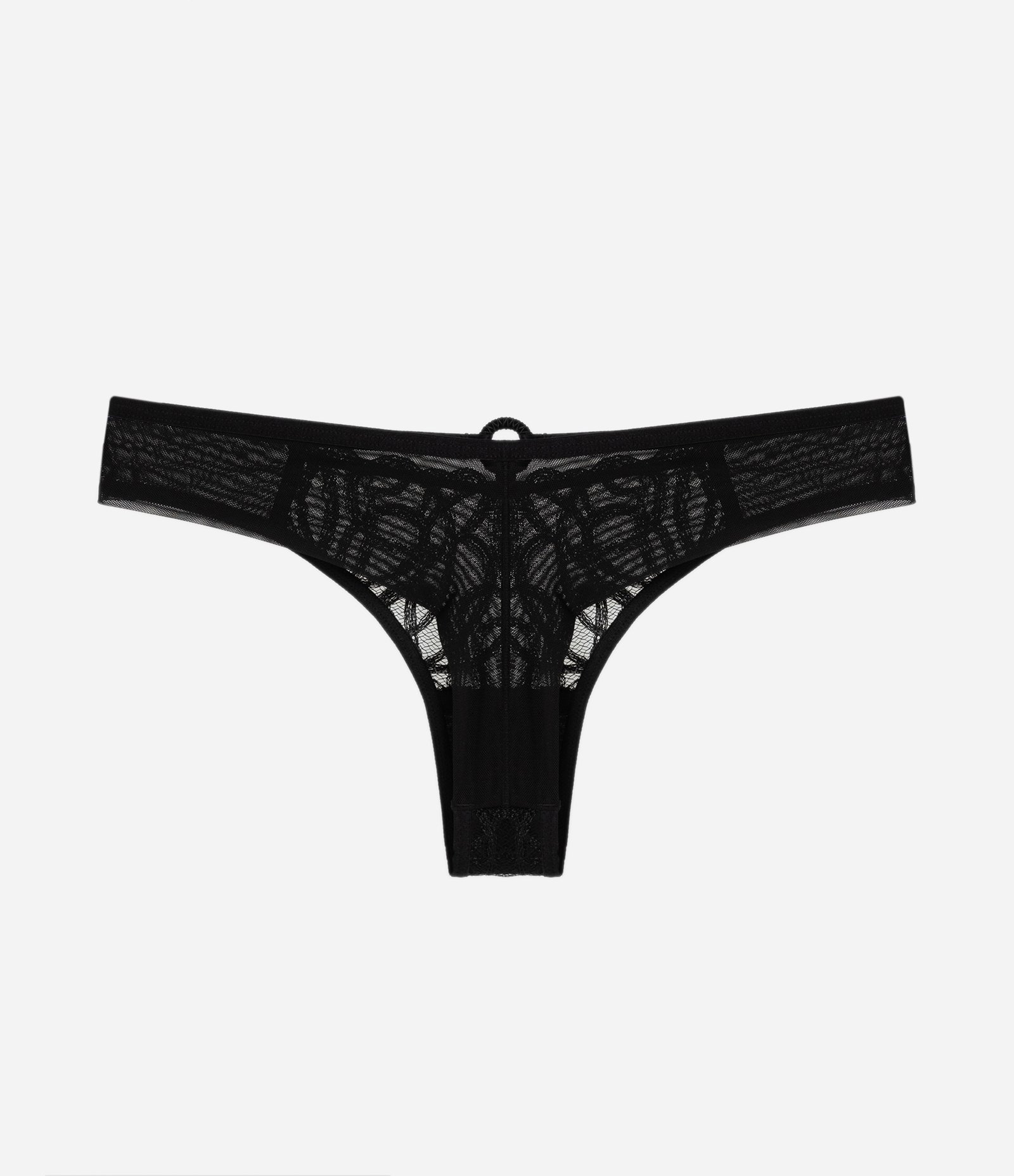 Calcinha Biquíni Fio Duplo Tule Bordado Preto 6